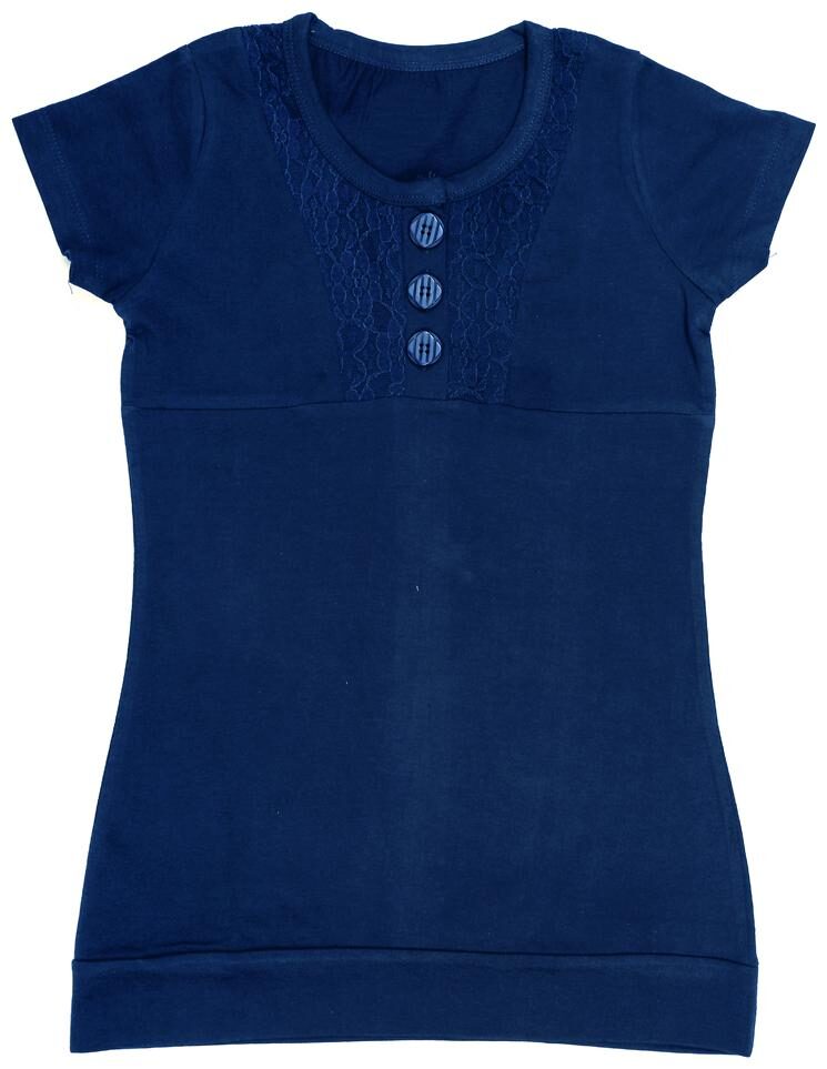 

INDIAN FLOWER Girl Cotton Solid T shirt - Blue