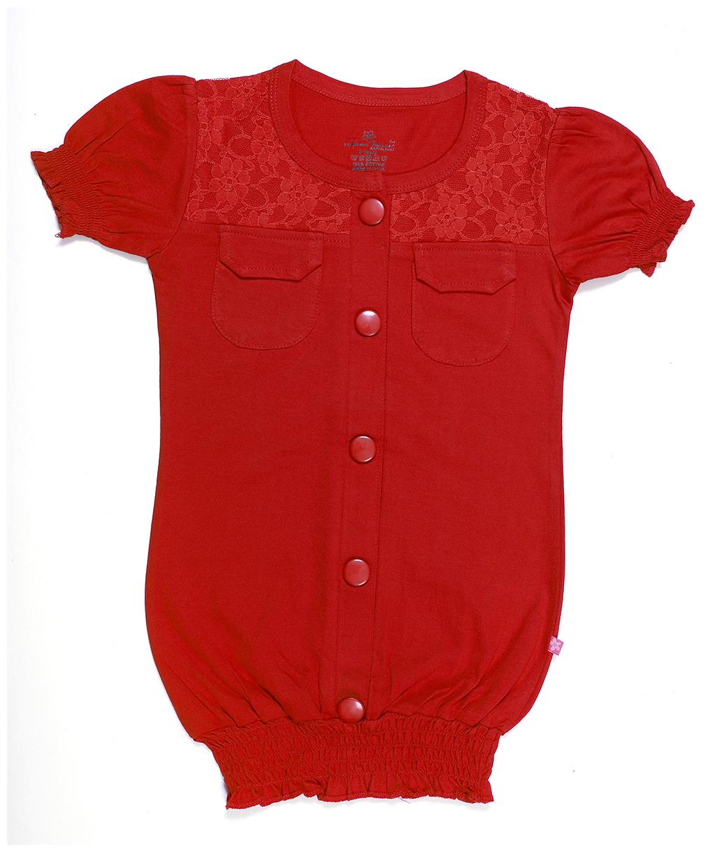 

INDIAN FLOWER Girl Cotton Solid Top - Red