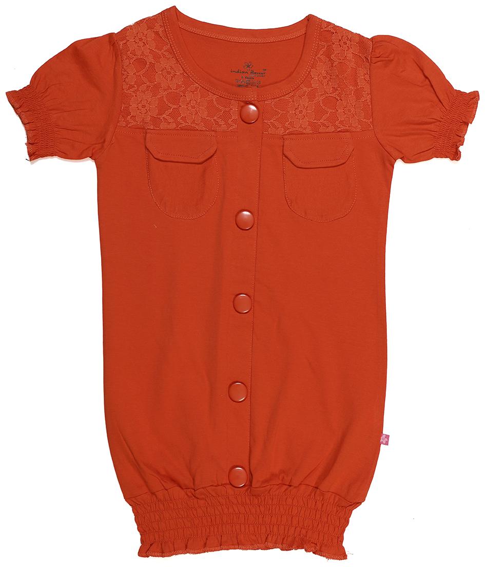 

INDIAN FLOWER Girl Cotton Solid Top - Red