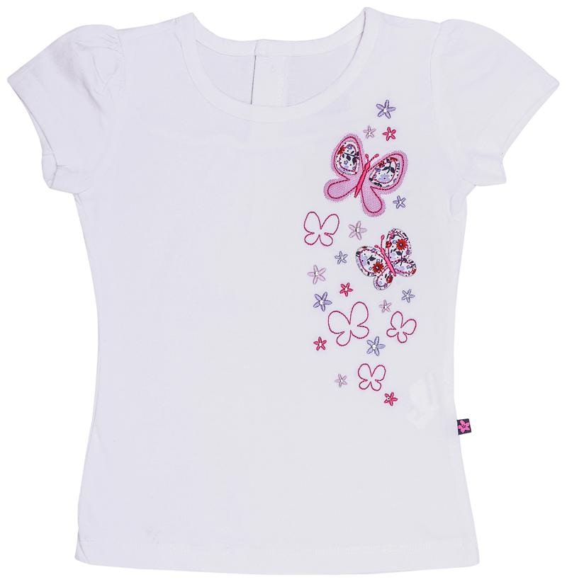 

INDIAN FLOWER Girl Cotton Printed T shirt - White