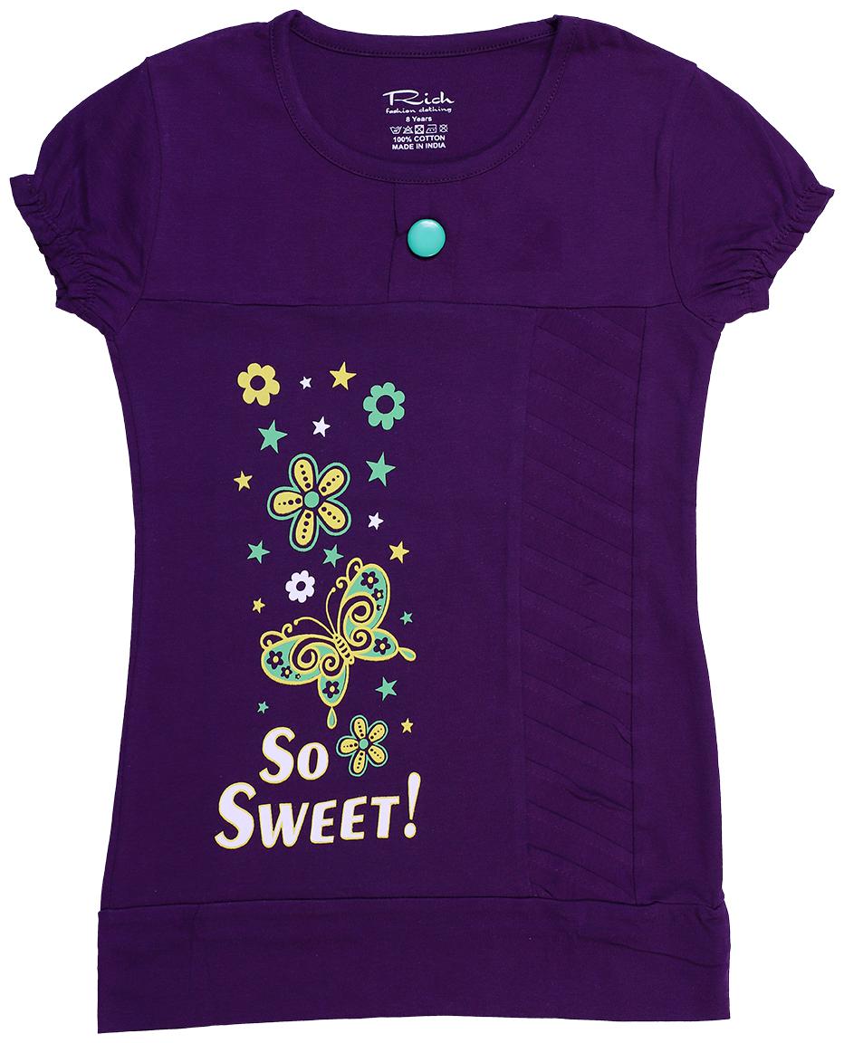 

INDIAN FLOWER Girl Cotton Printed Top - Purple