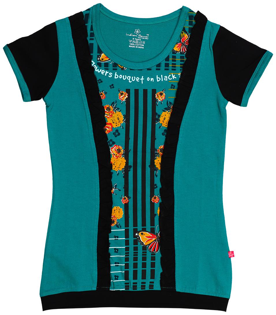 

INDIAN FLOWER Girl Cotton Printed Top - Green