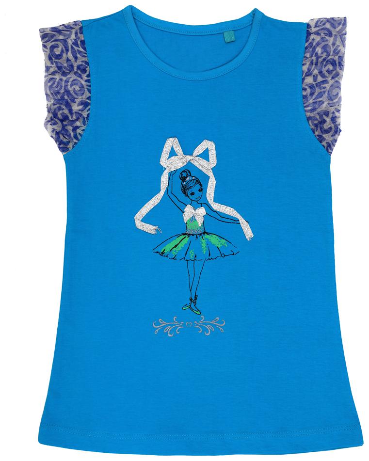 

INDIAN FLOWER Girl Cotton Printed T shirt - Blue