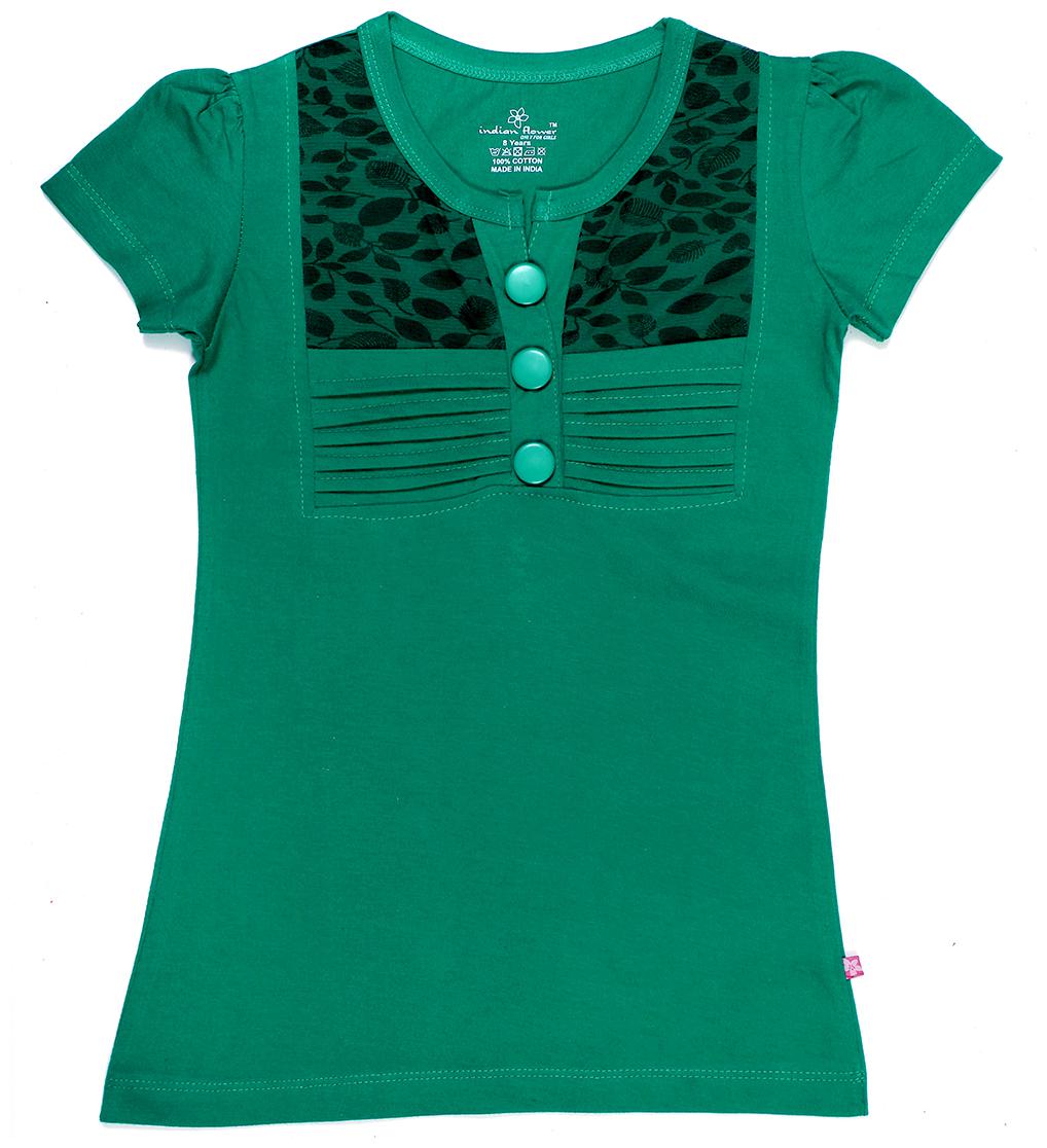 

INDIAN FLOWER Girl Cotton Printed Top - Green