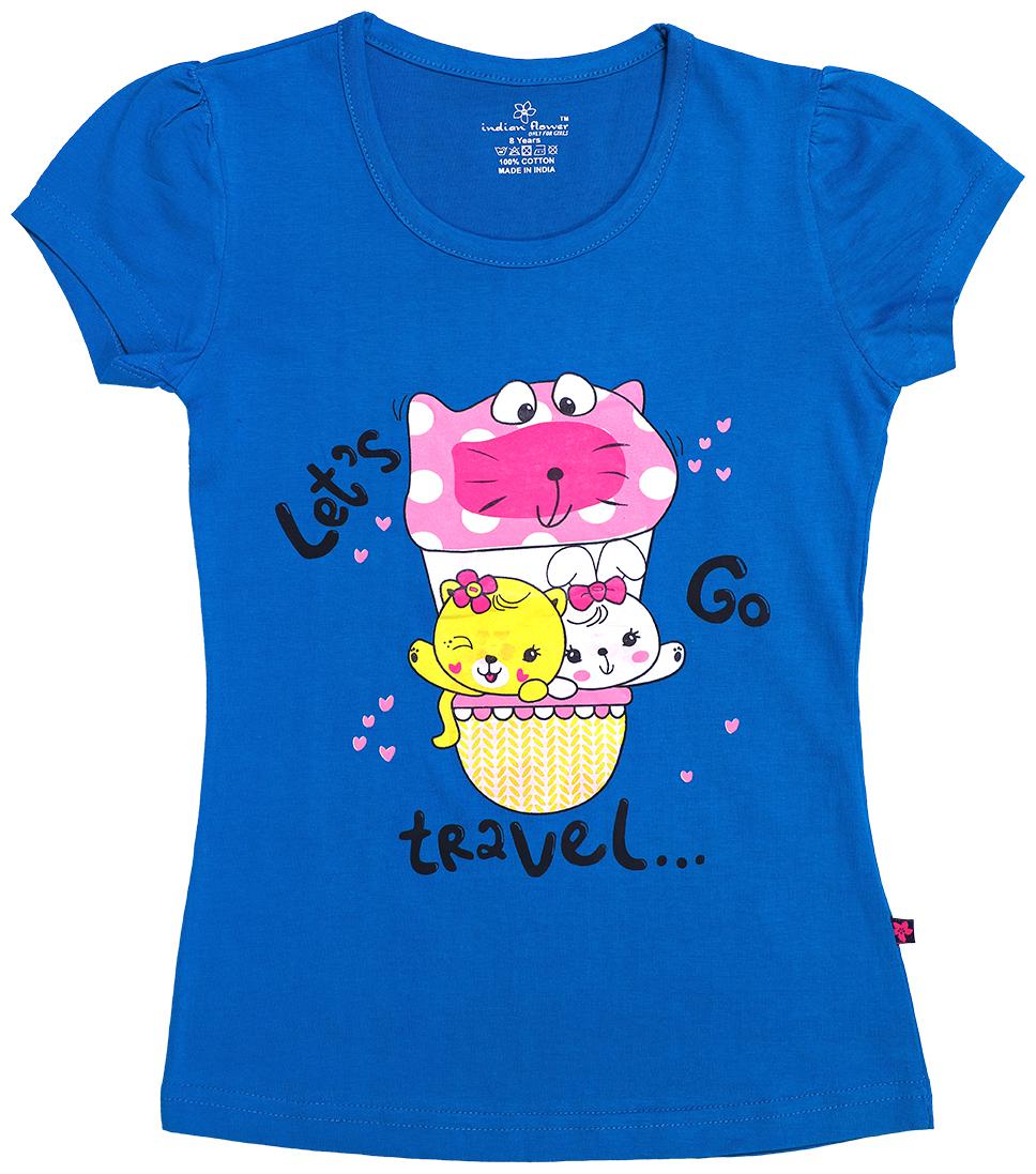 

INDIAN FLOWER Girl Cotton Printed Top - Blue