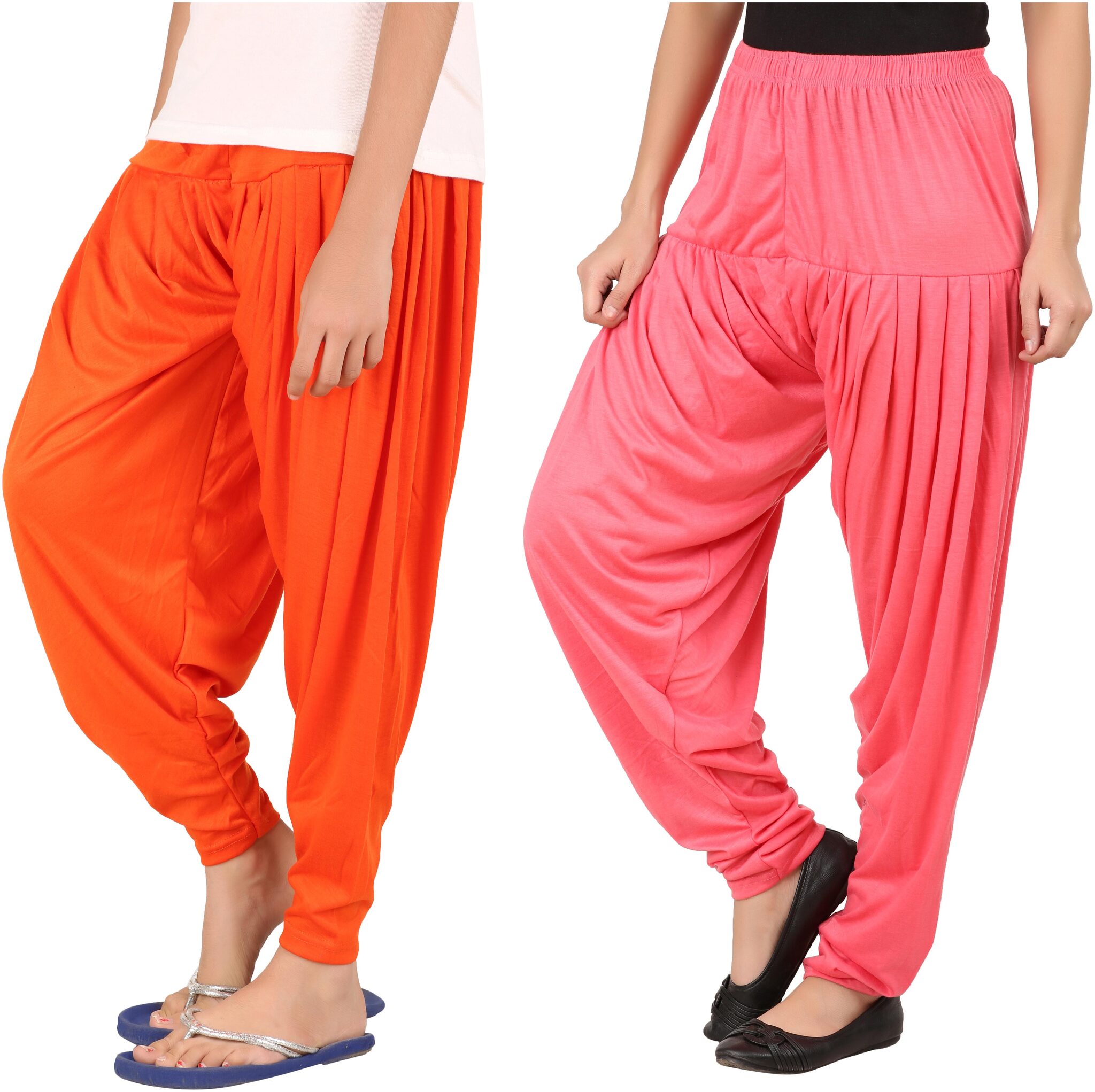 

Indian Flower Girls Viscose Patiala Pack Of 2 (Orange Pink)
