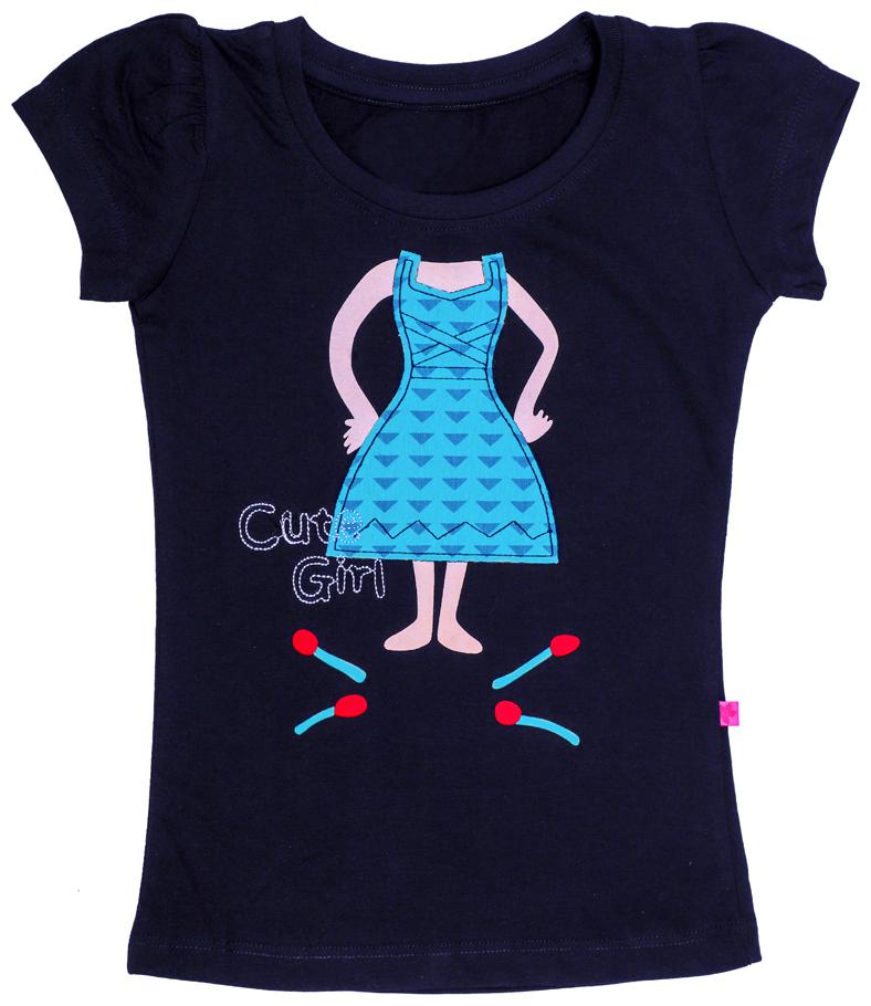 

INDIAN FLOWER Girl Cotton Printed T shirt - Blue