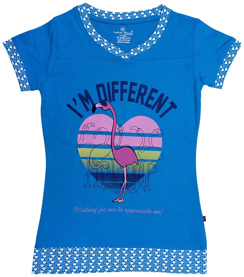 

INDIAN FLOWER Girl Cotton Printed Top - Blue