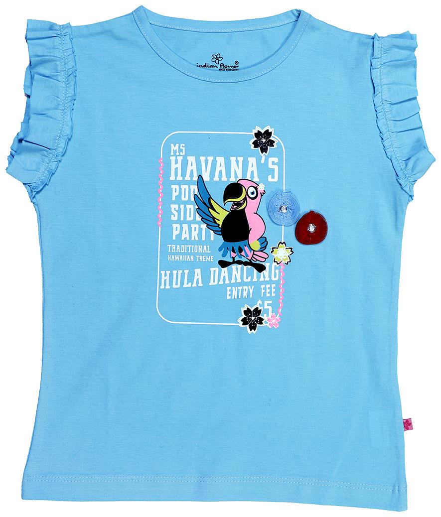 

INDIAN FLOWER Girl Cotton Printed Top - Blue