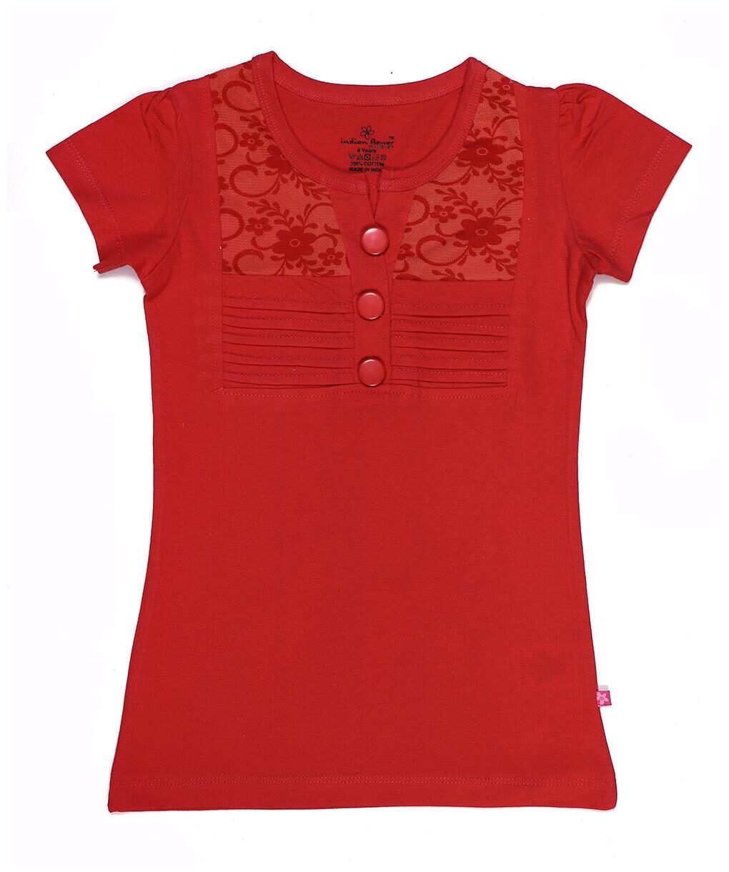 

INDIAN FLOWER Girl Cotton Printed Top - Red