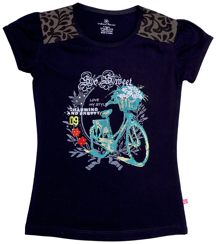 

INDIAN FLOWER Girl Cotton Printed Top - Blue