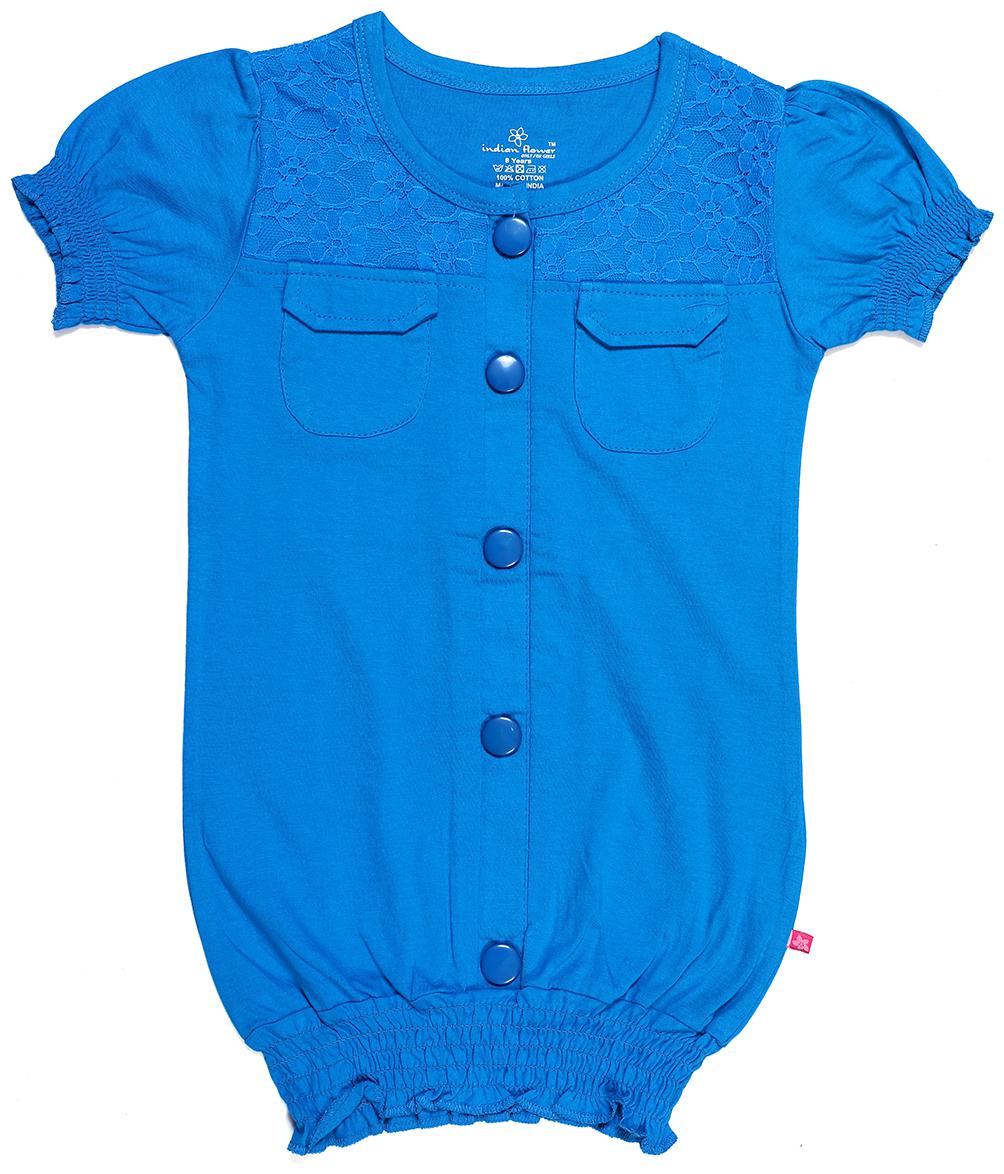 

INDIAN FLOWER Girl Cotton Solid Top - Blue