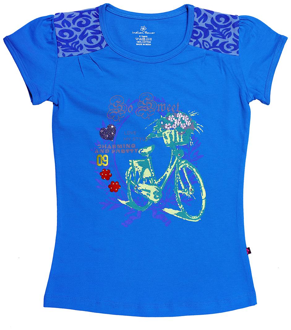 

INDIAN FLOWER Girl Cotton Printed Top - Blue