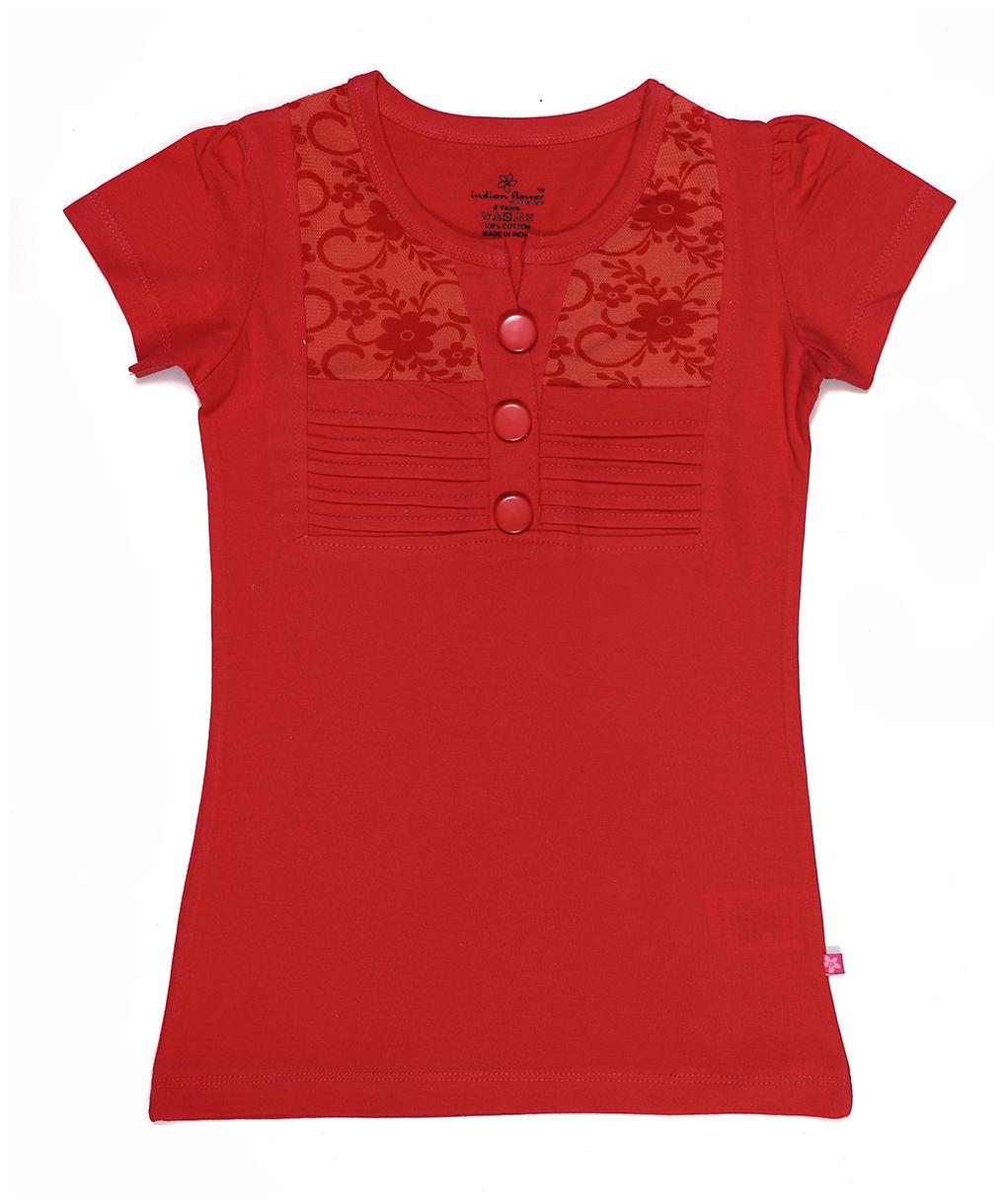 

INDIAN FLOWER Girl Cotton Printed Top - Red