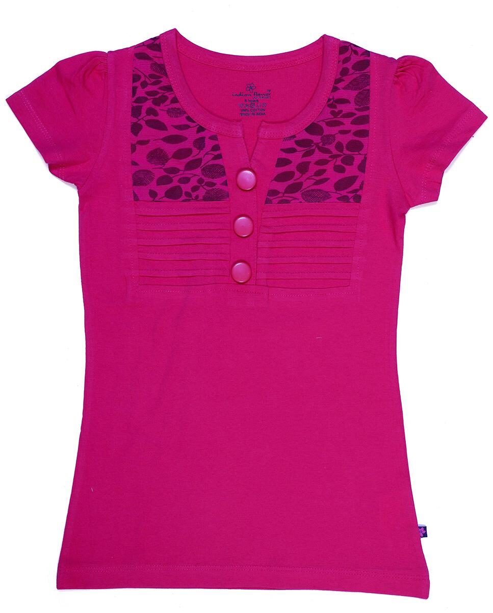 

INDIAN FLOWER Girl Cotton Printed Top - Pink