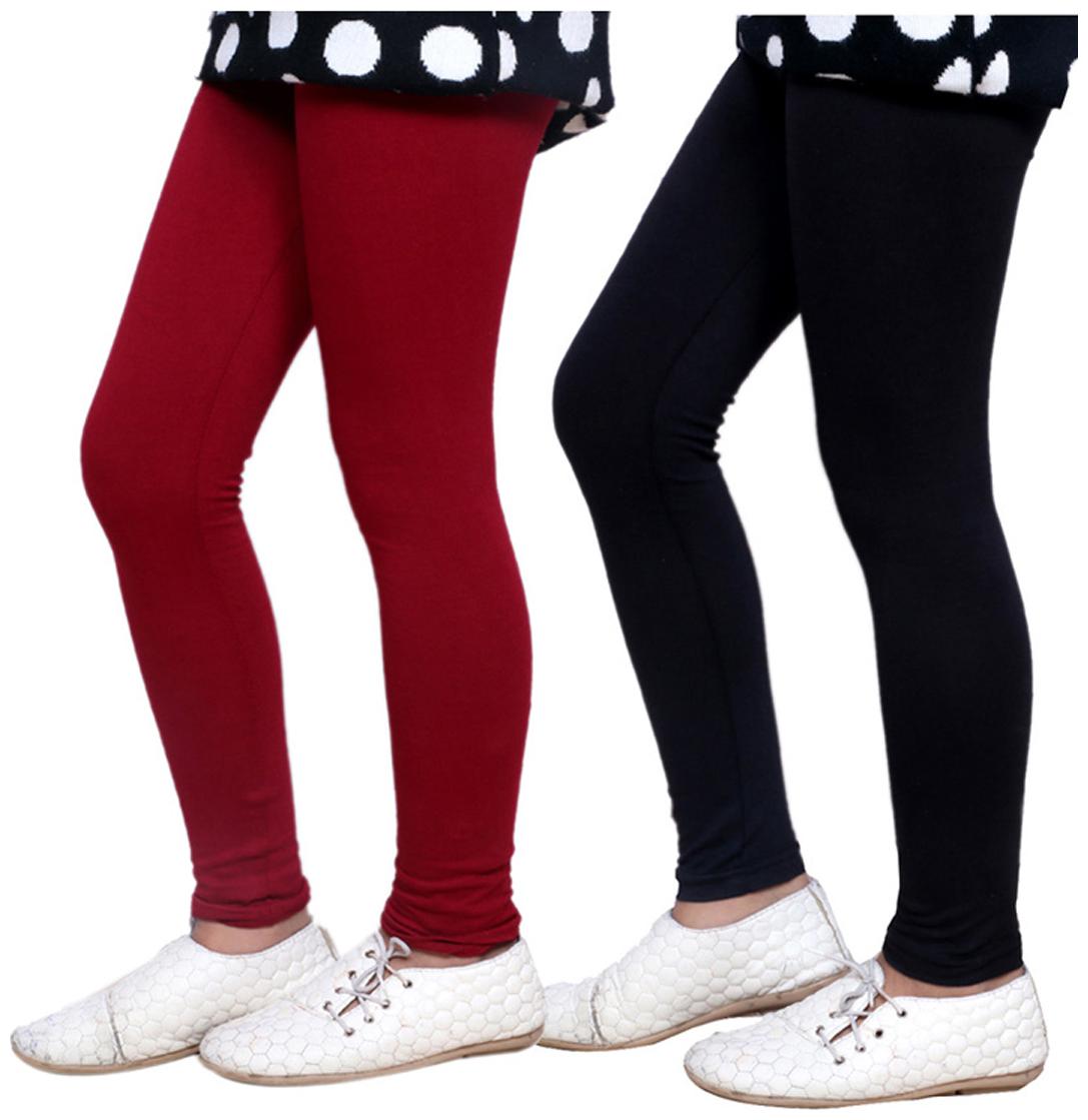 Indistar Big Girls Cotton Full Ankle Length Solid Leggings Pack of 3 -Multiple Colors-17-18 Years