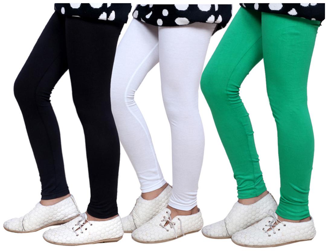 Indistar Cotton Super Soft Solid Multicolor Leggings for Girls Pack of 6