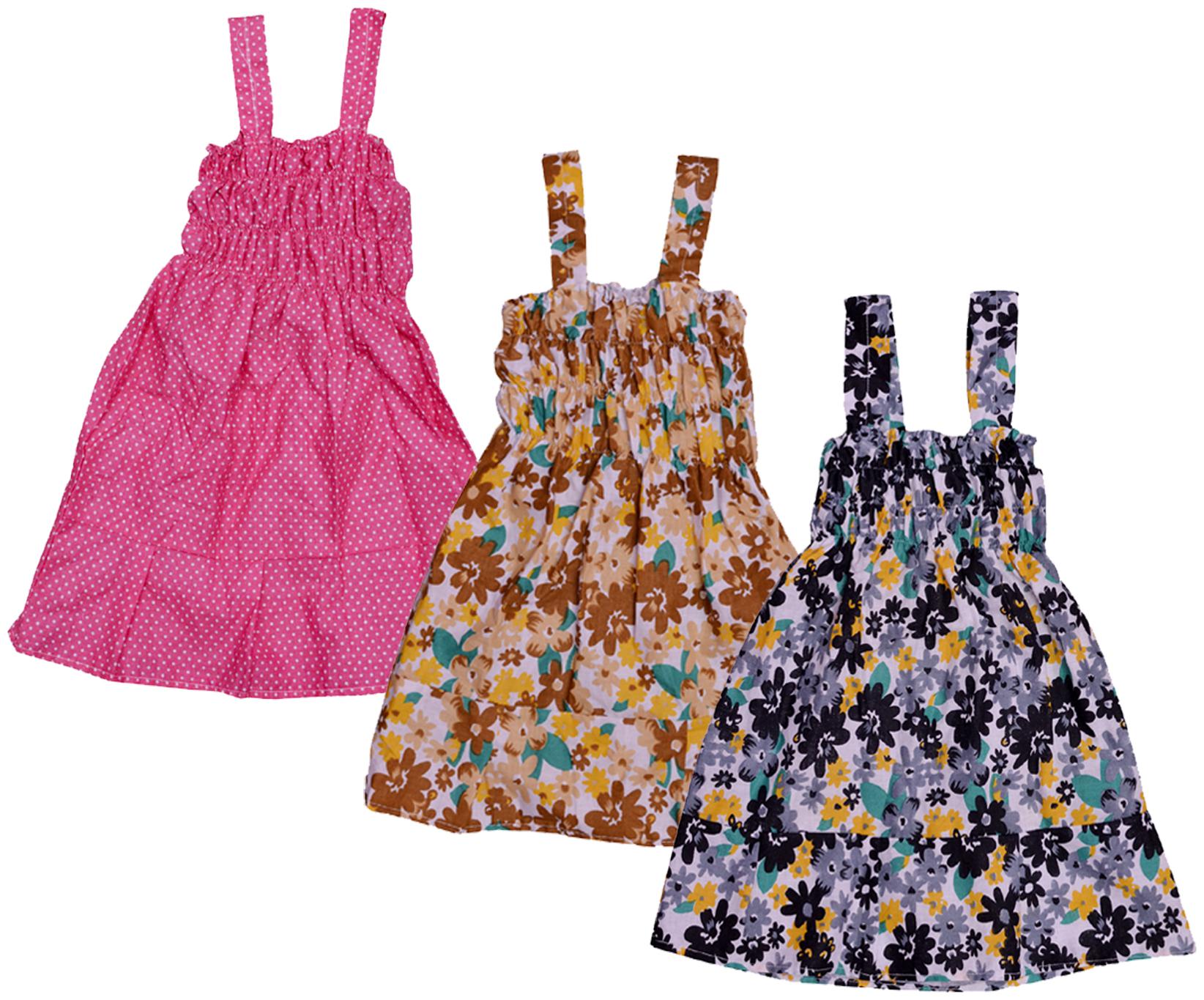 

Indiweaves Baby girl Cotton Printed Princess frock - Multi
