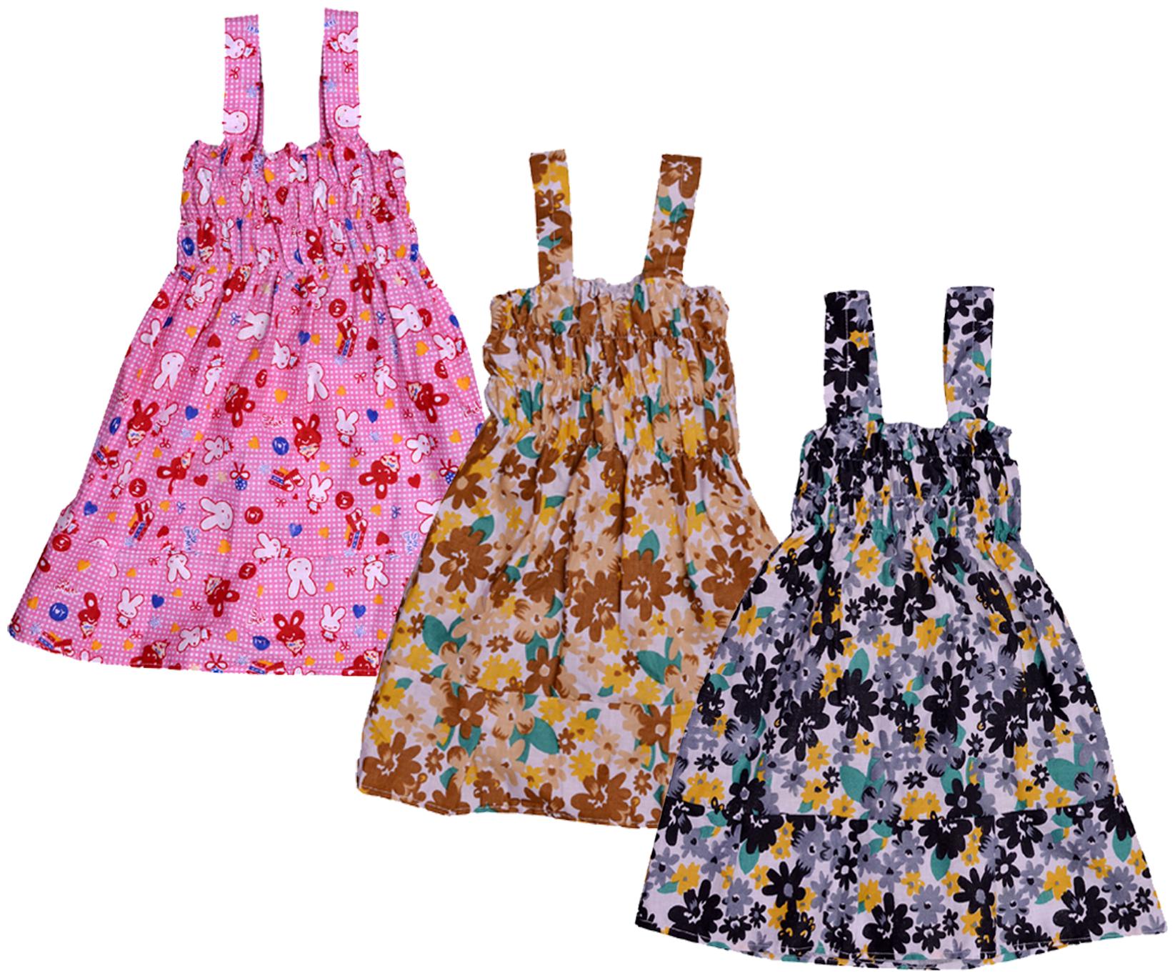 

Indiweaves Baby girl Cotton Printed Princess frock - Multi