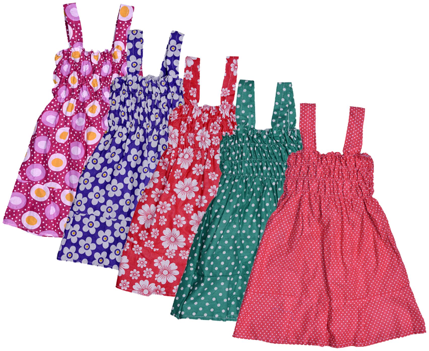 

Indiweaves Baby girl Cotton Printed Princess frock - Multi