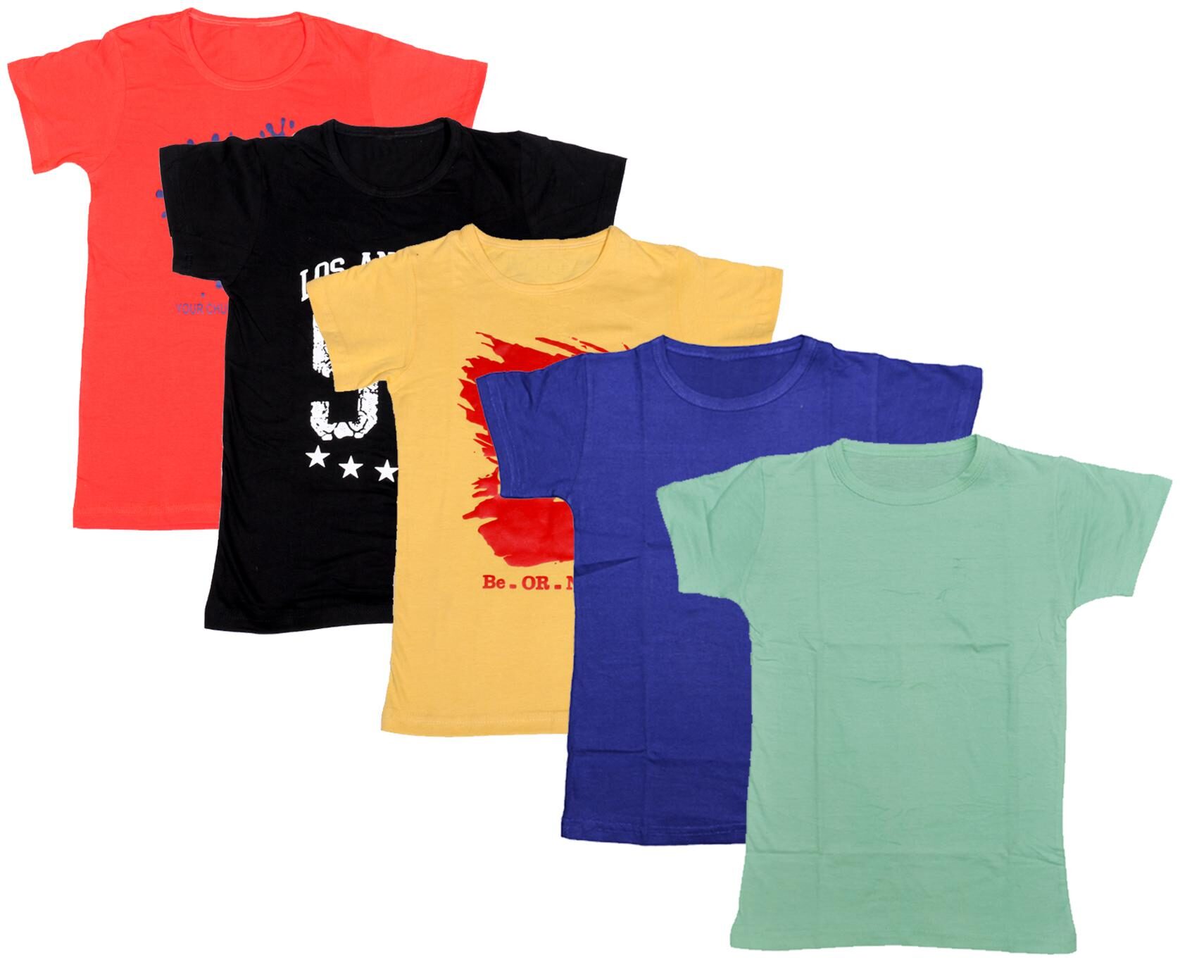 

Indiweaves Boy Cotton Solid T-shirt - Multi