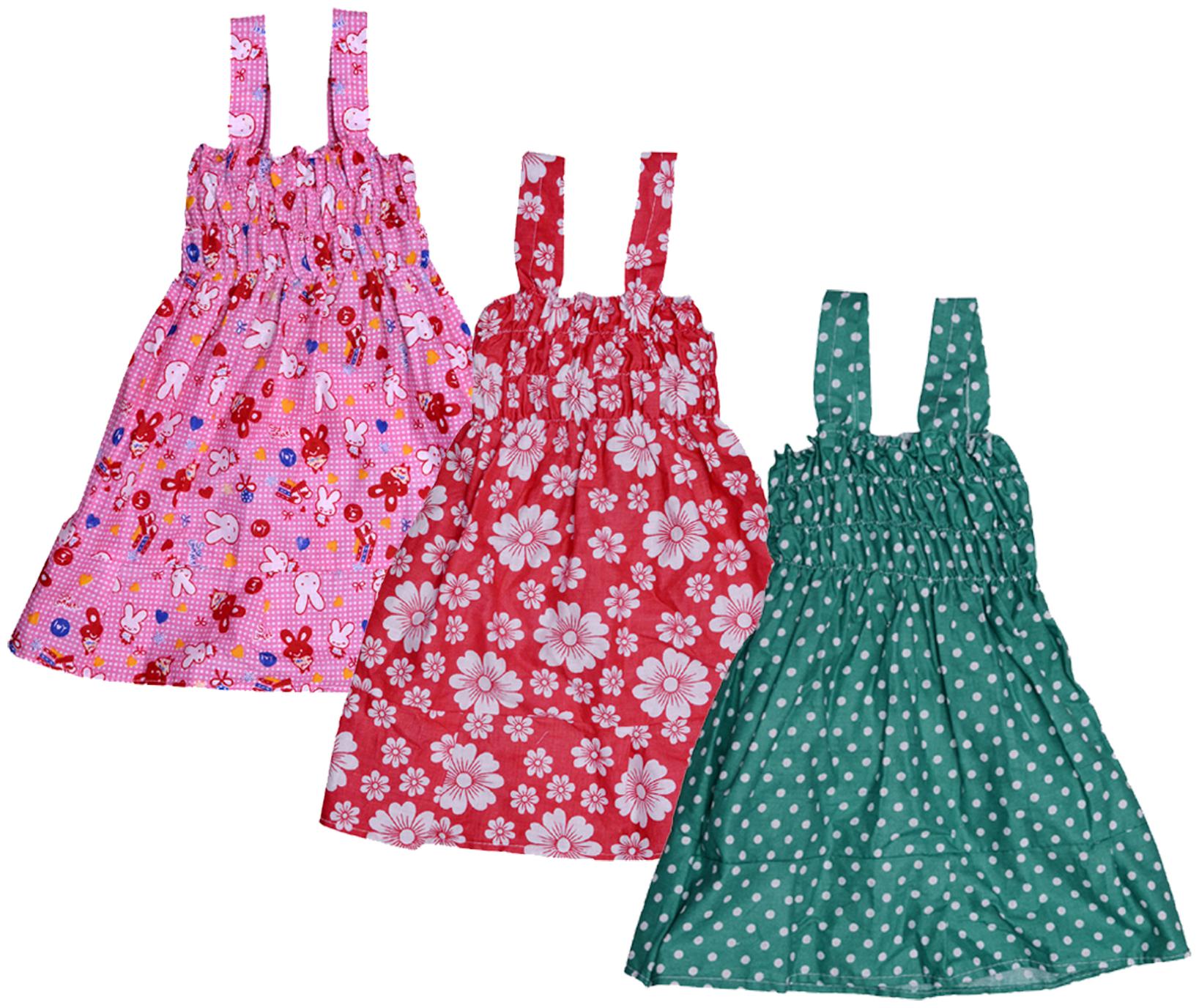 

Indiweaves Baby girl Cotton Printed Princess frock - Multi