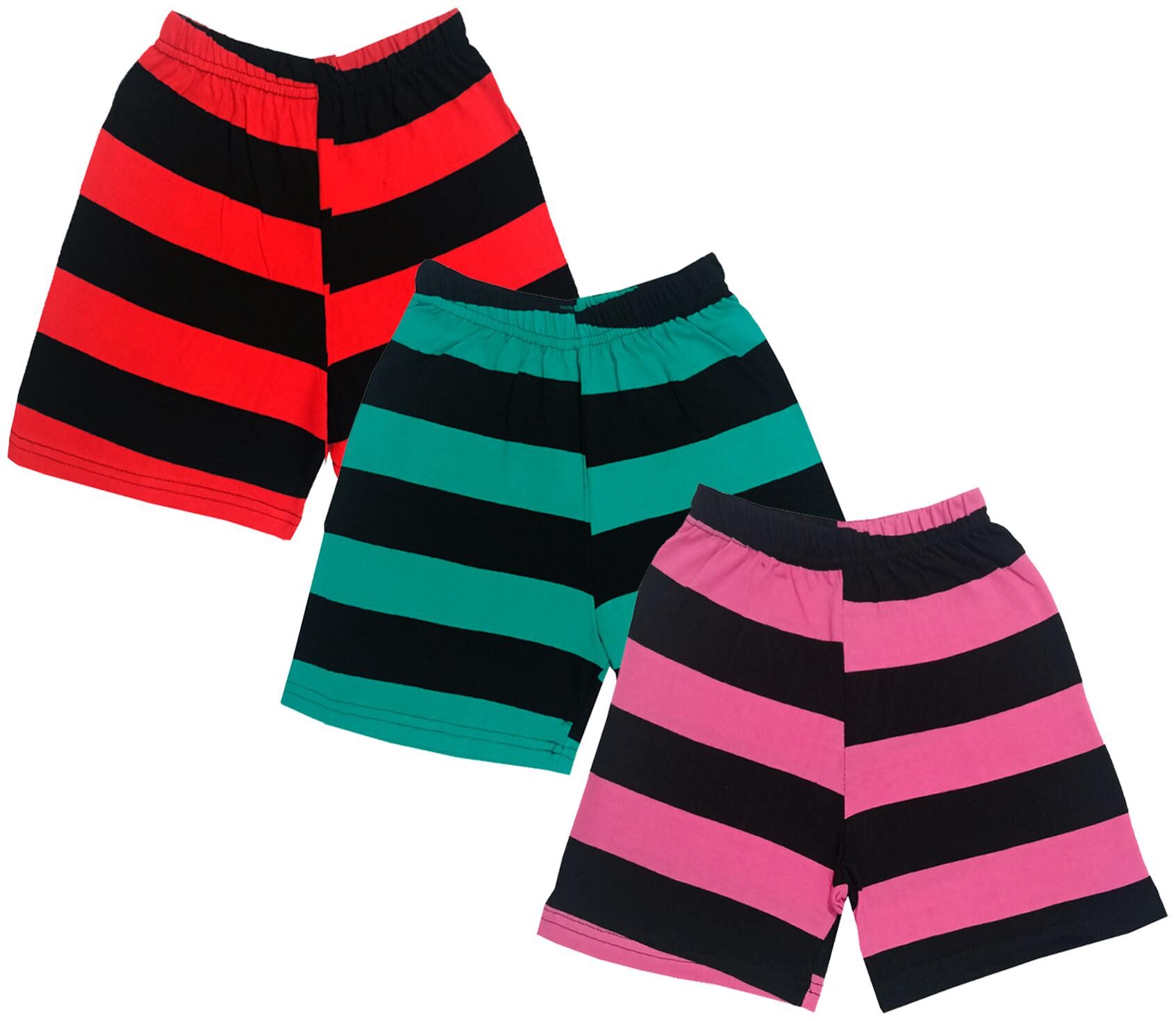 

IndiWeaves Boys Cotton Striped Shorts (Pack of 3) Multi