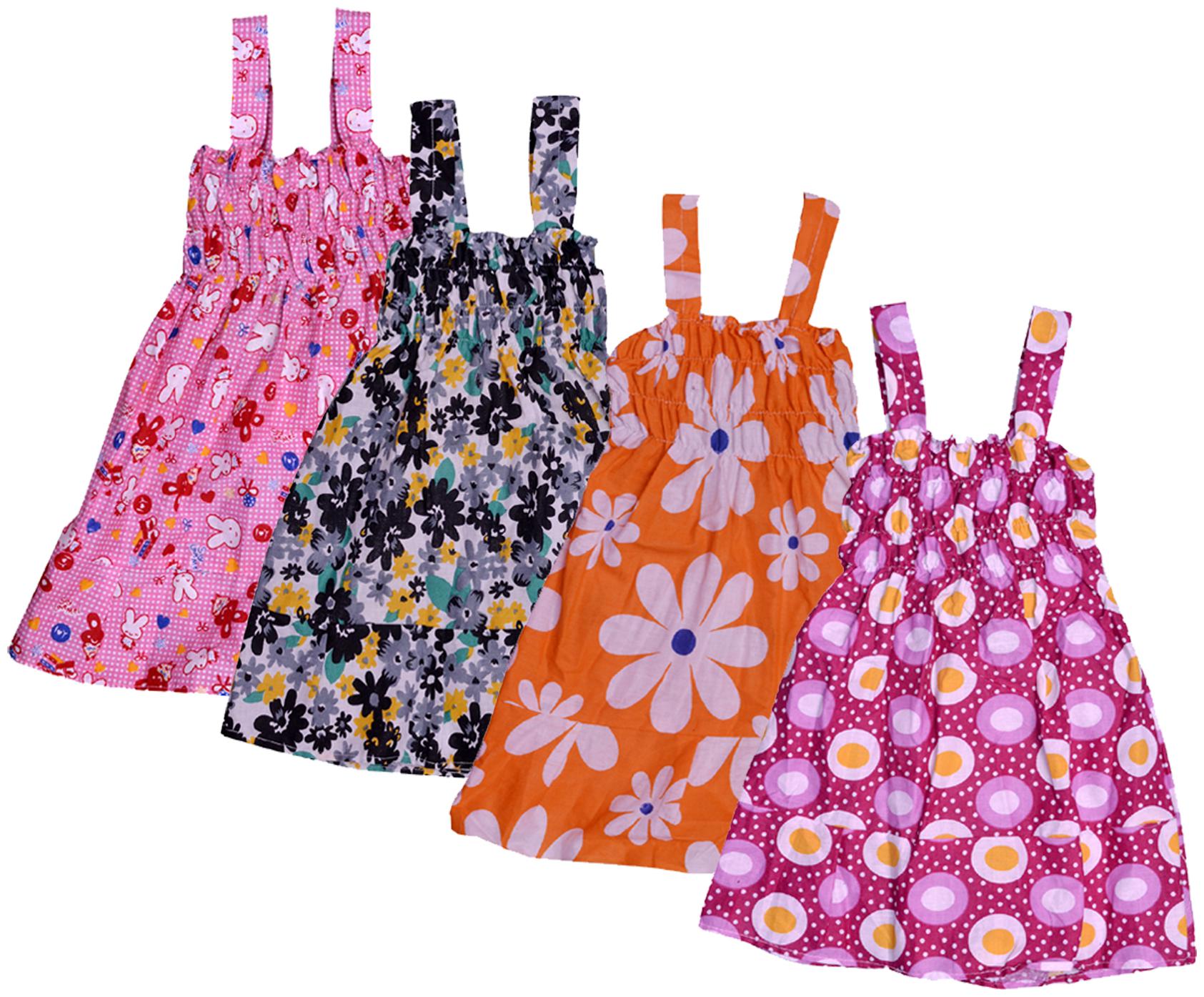 

Indiweaves Baby girl Cotton Printed Princess frock - Multi