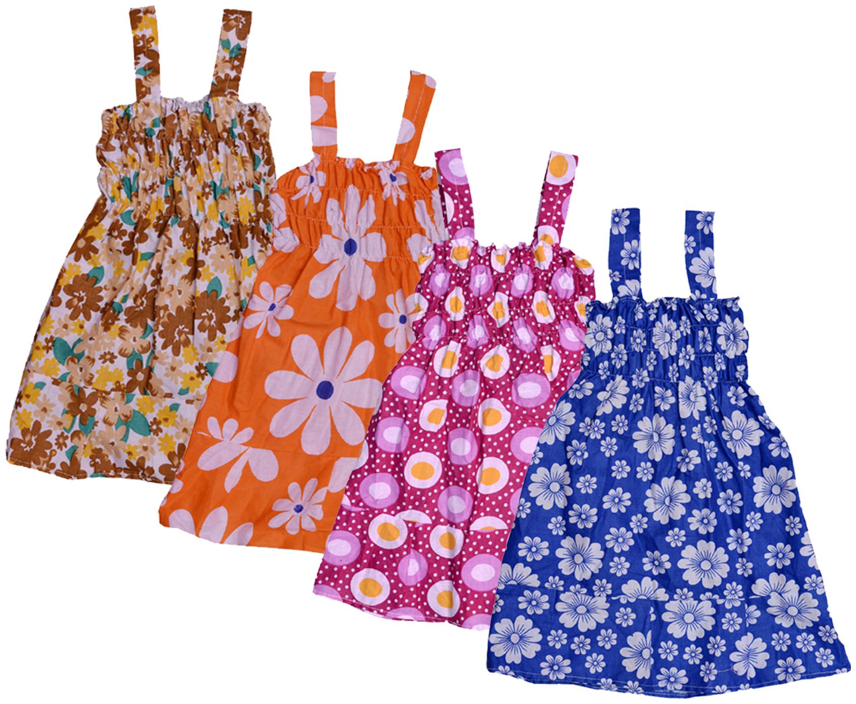 

Indiweaves Baby girl Cotton Printed Princess frock - Multi