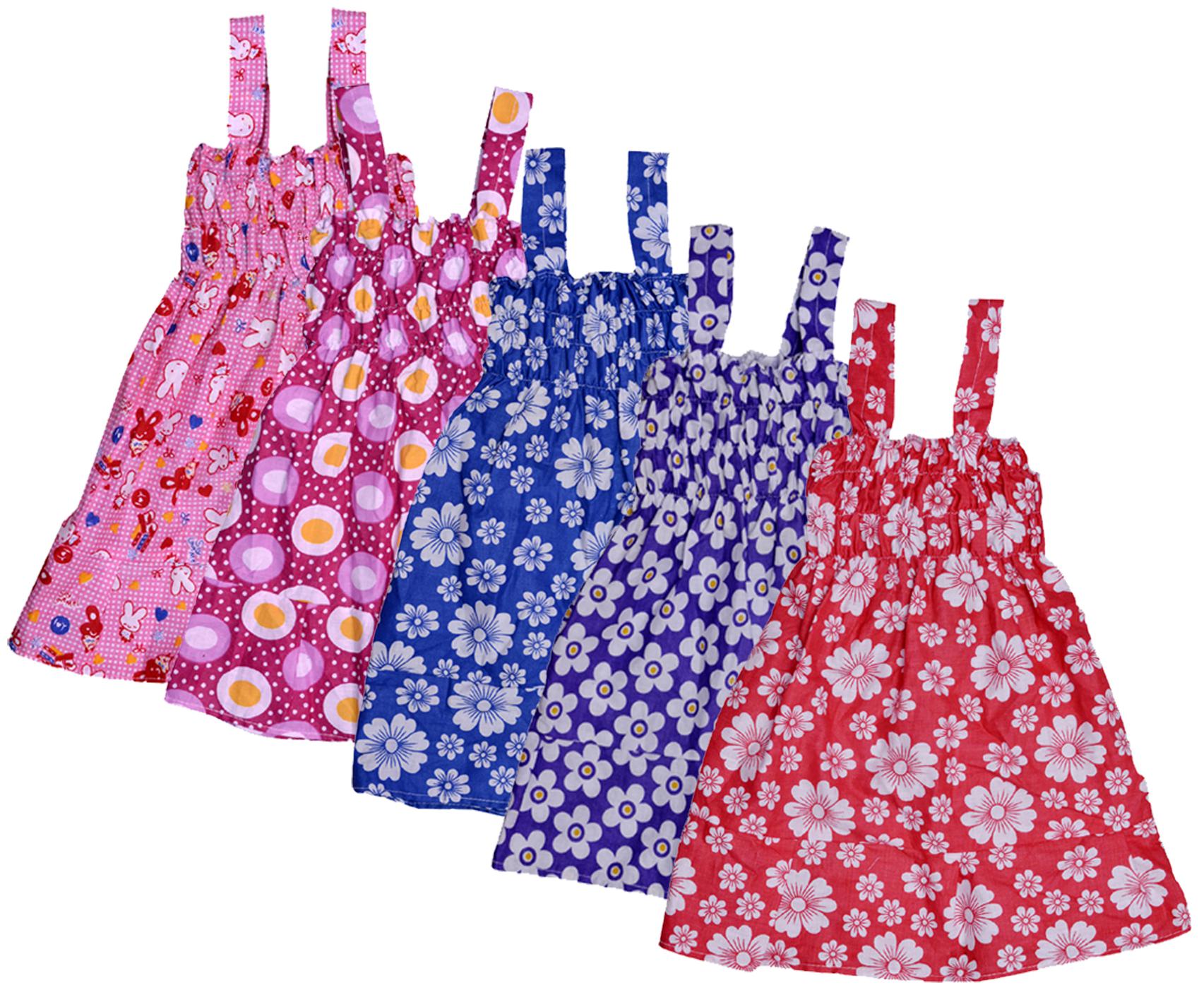

Indiweaves Baby girl Cotton Printed Princess frock - Multi