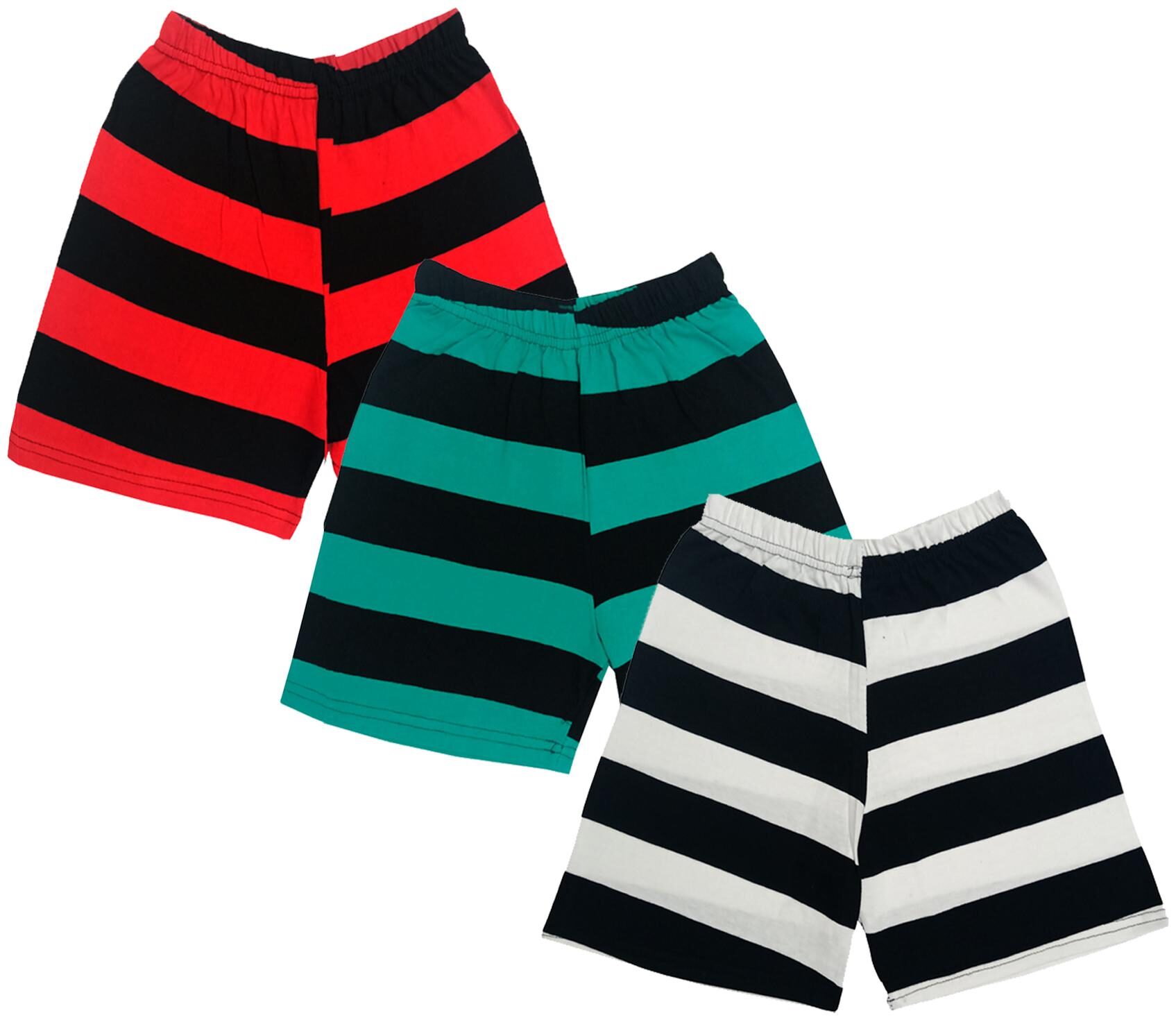 

IndiWeaves Boys Cotton Striped Shorts (Pack of 3) Multi