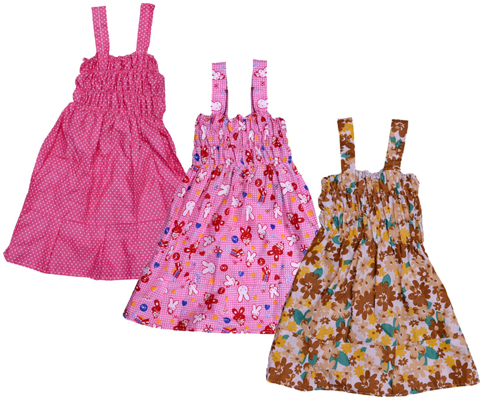 

Indiweaves Baby girl Cotton Printed Princess frock - Multi