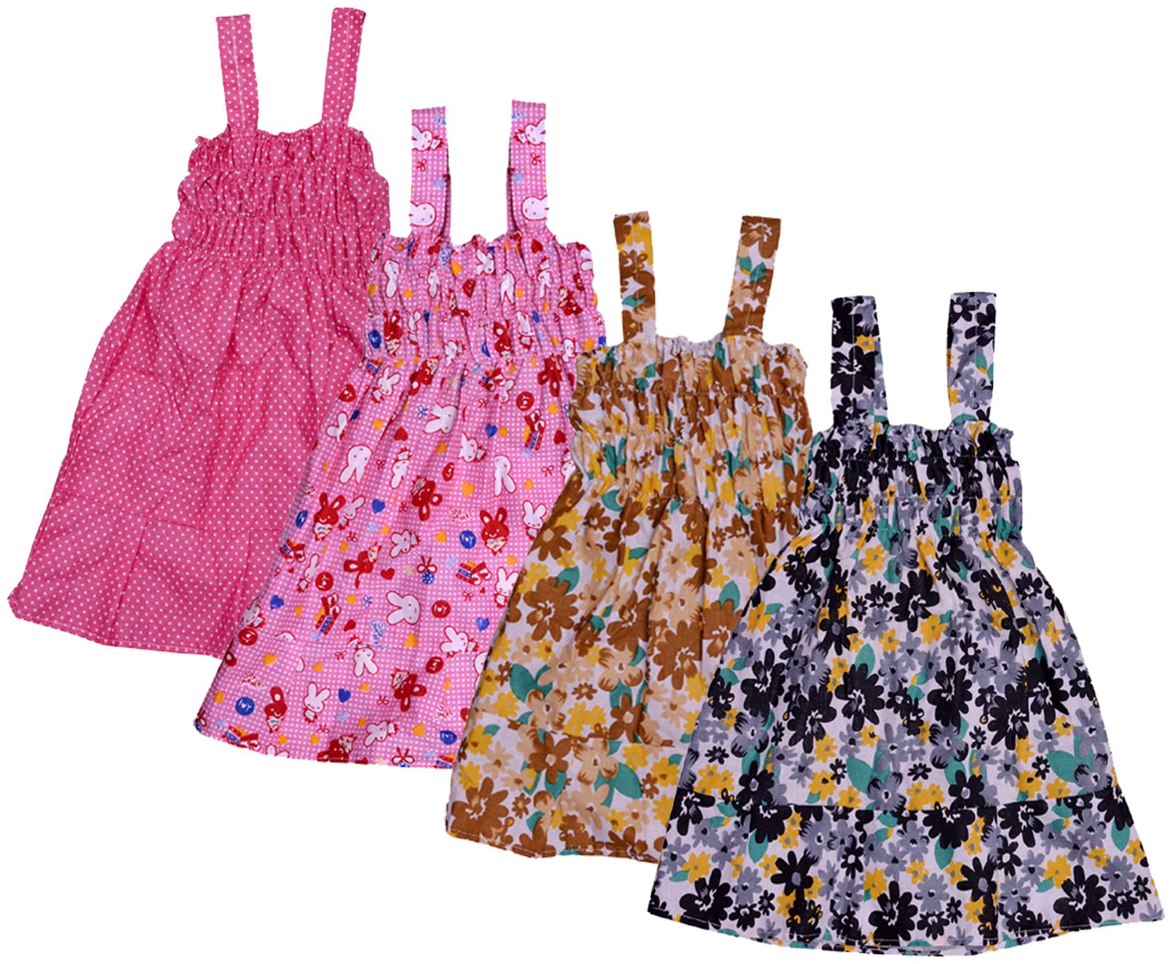 

Indiweaves Baby girl Cotton Printed Princess frock - Multi