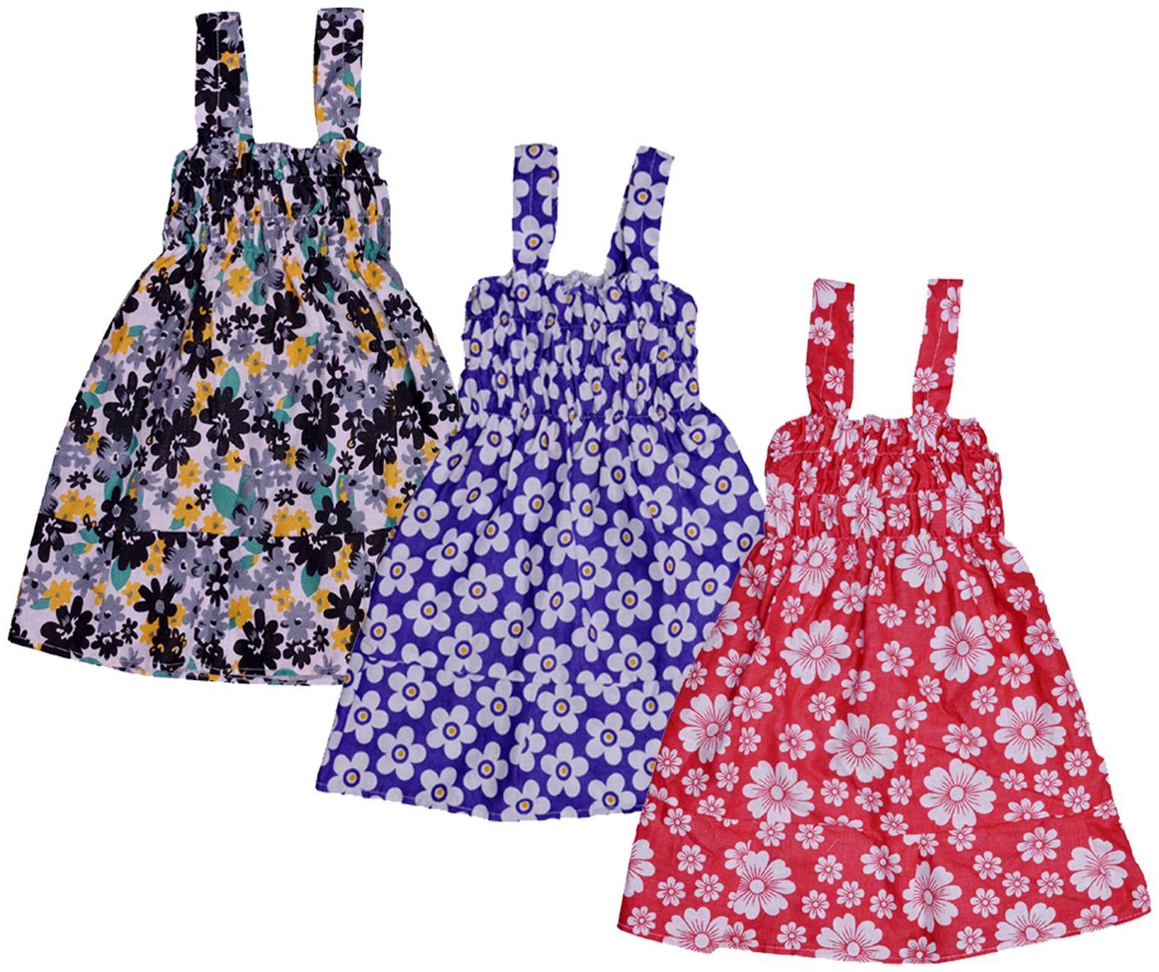 

Indiweaves Baby girl Cotton Printed Princess frock - Multi