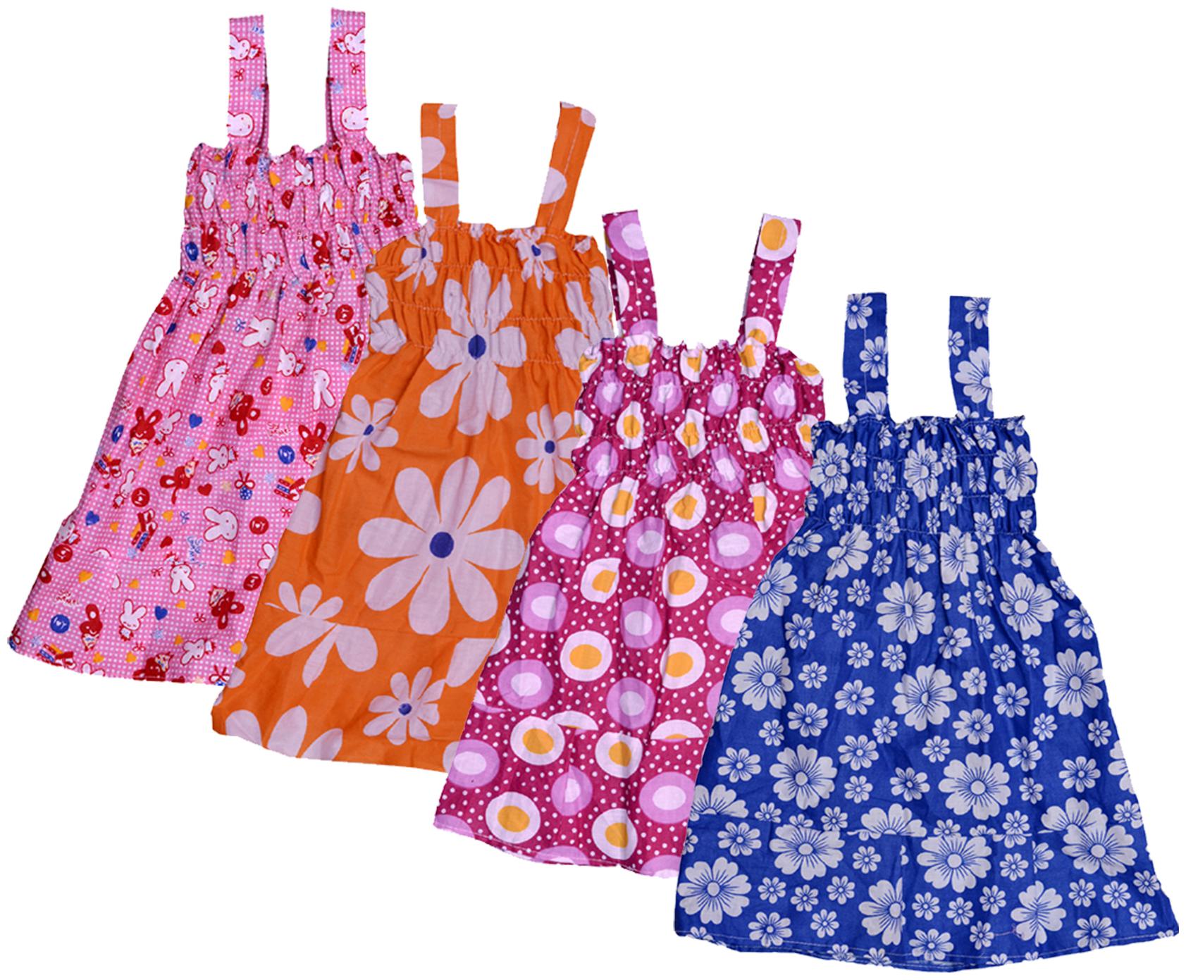 

Indiweaves Baby girl Cotton Printed Princess frock - Multi