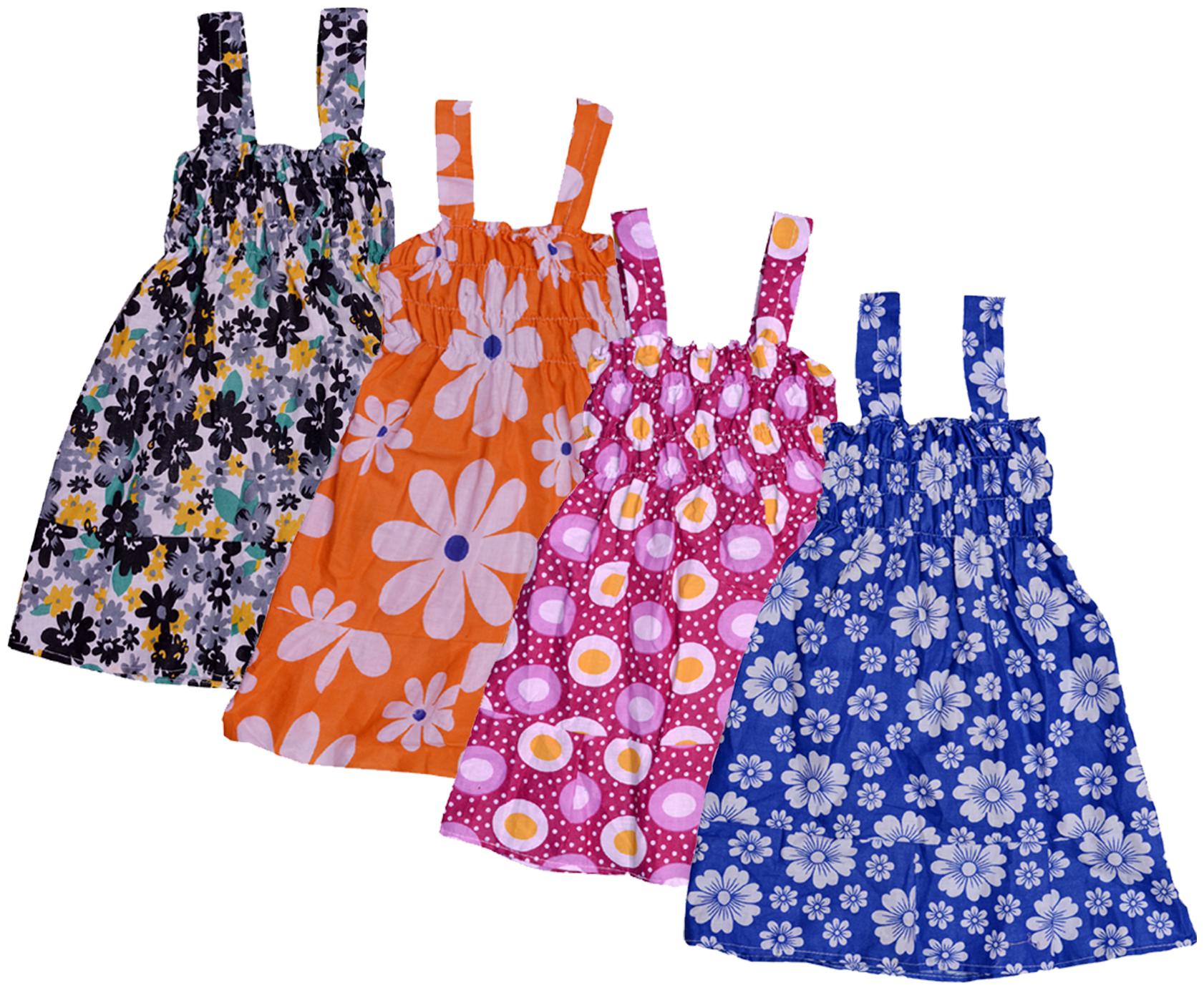 

Indiweaves Baby girl Cotton Printed Princess frock - Multi