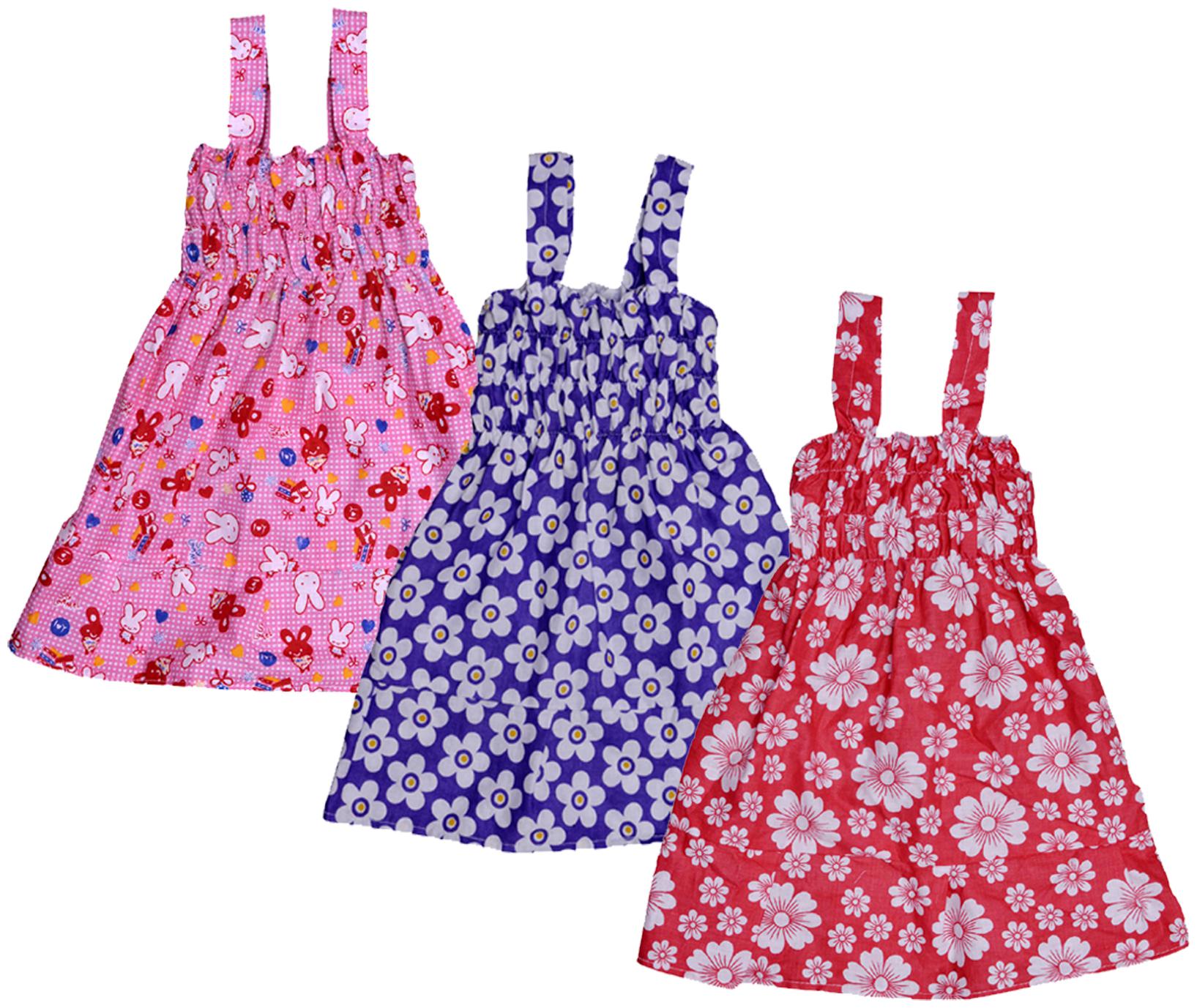 

Indiweaves Baby girl Cotton Printed Princess frock - Multi