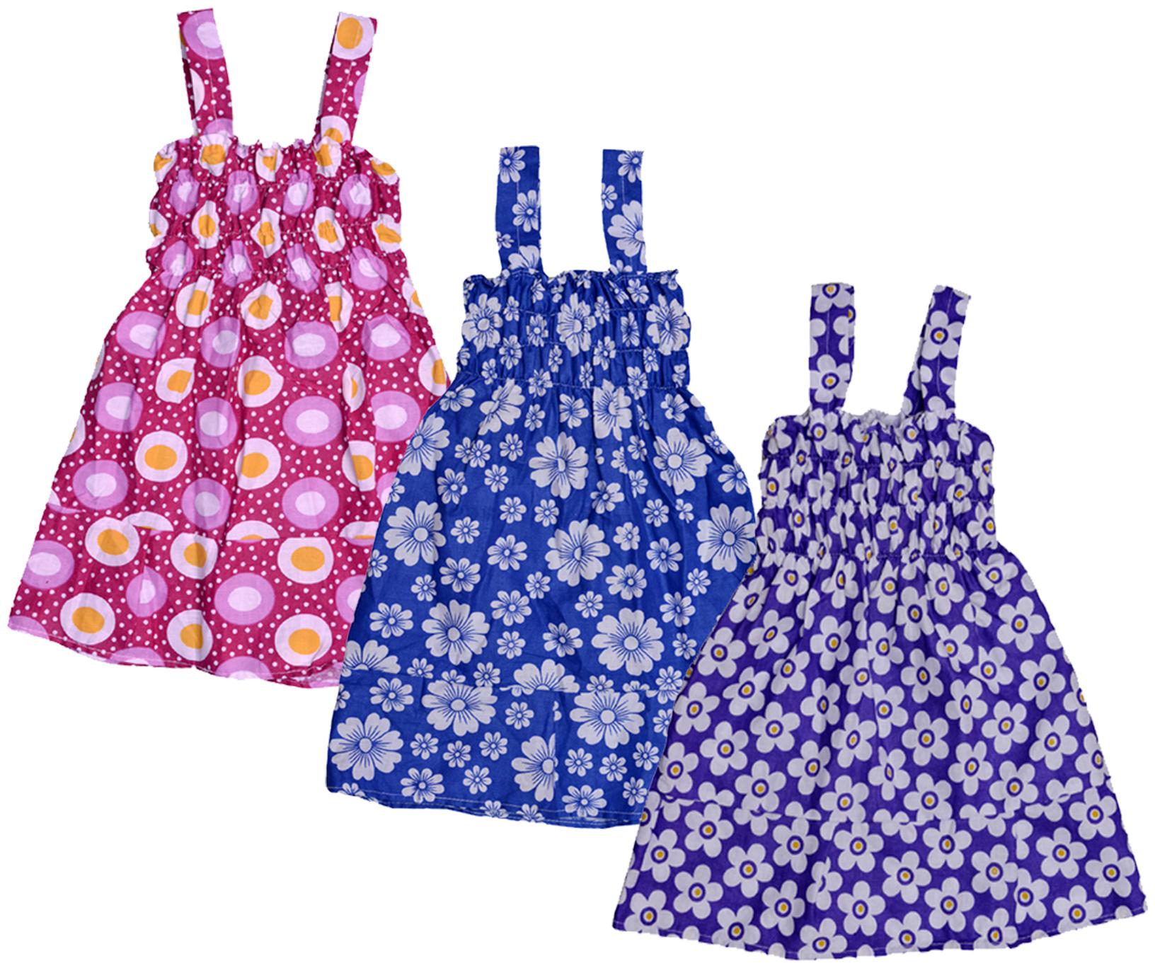 

Indiweaves Baby girl Cotton Printed Princess frock - Multi