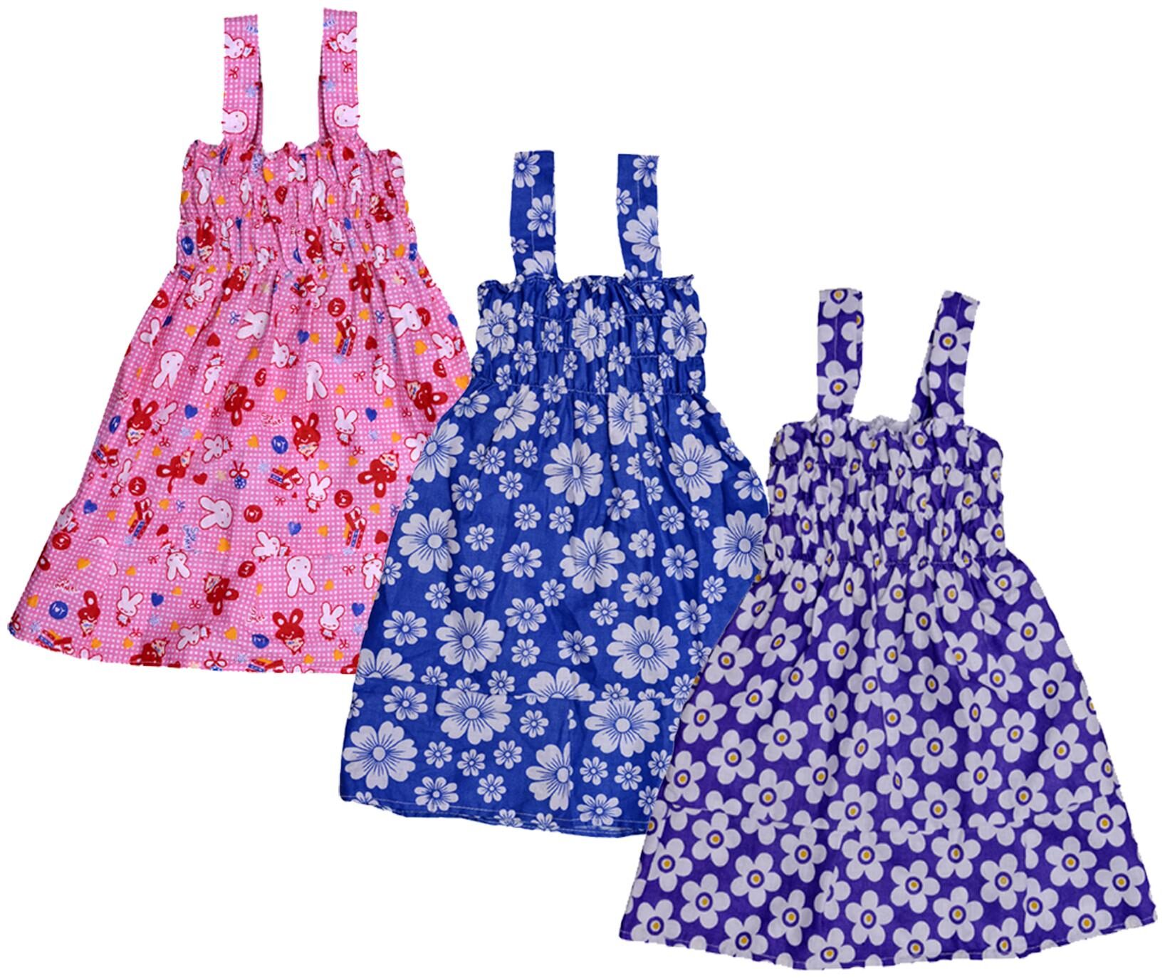 

Indiweaves Baby girl Cotton Printed Princess frock - Multi