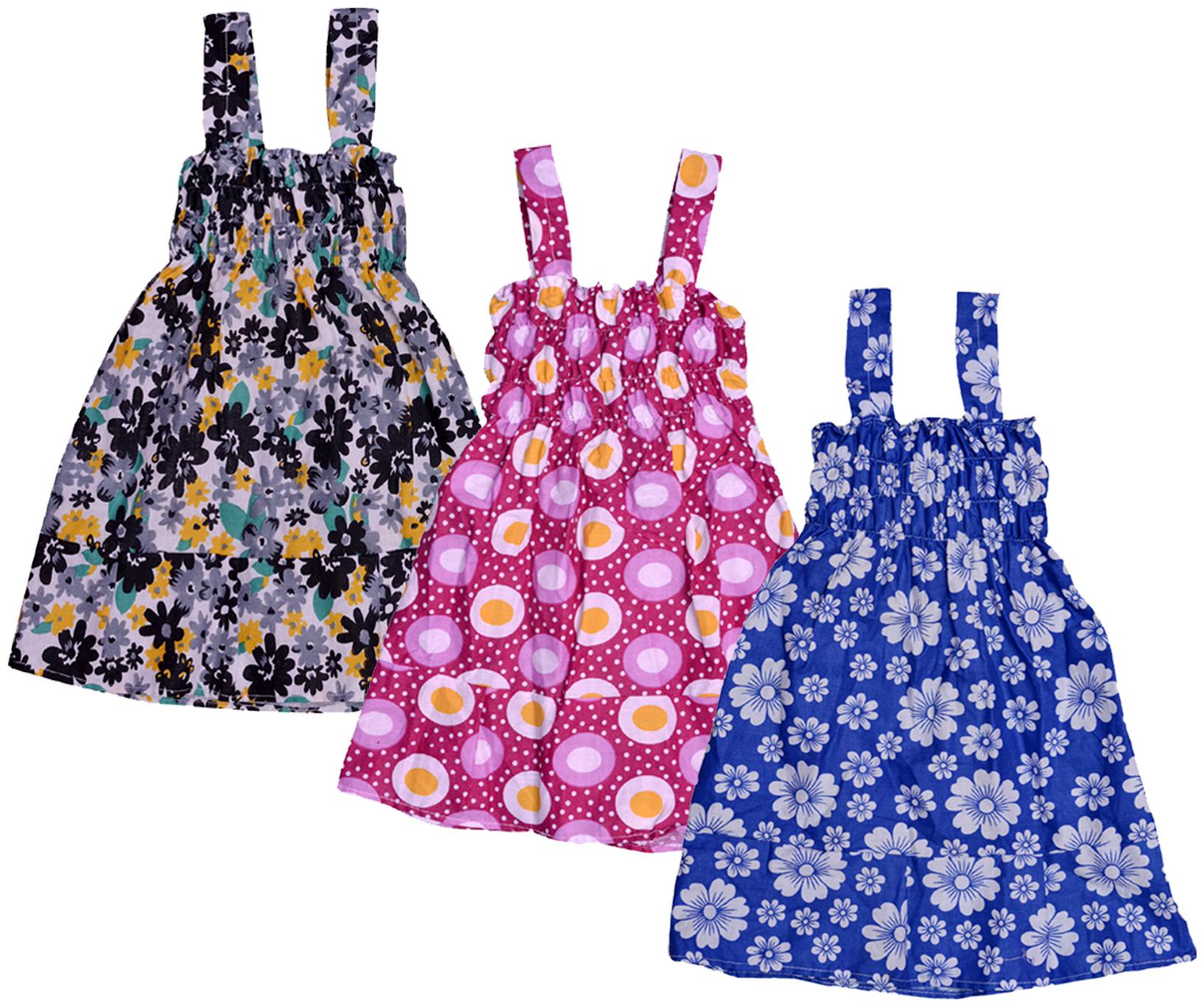 

Indiweaves Baby girl Cotton Printed Princess frock - Multi