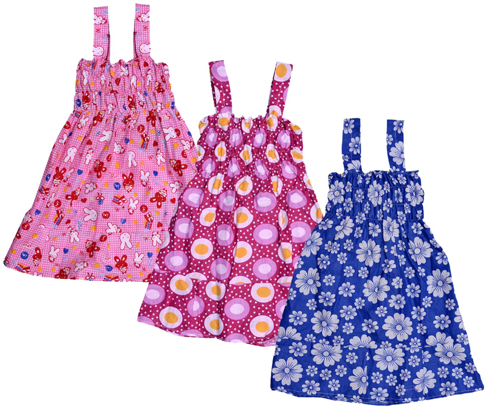 

Indiweaves Baby girl Cotton Printed Princess frock - Multi