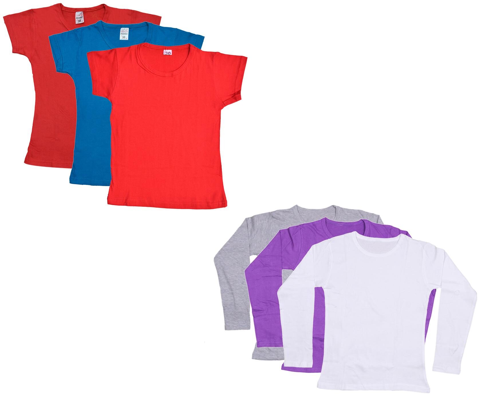 

Indiweaves Girl Cotton Solid T shirt - Multi