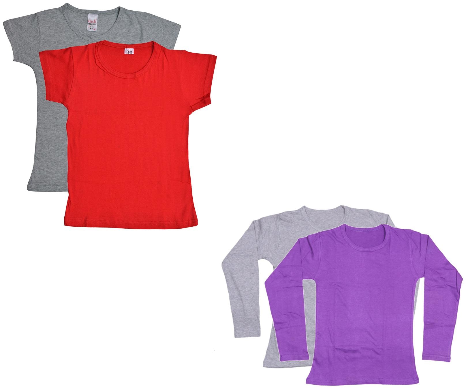 

Indiweaves Girl Cotton Solid T shirt - Multi