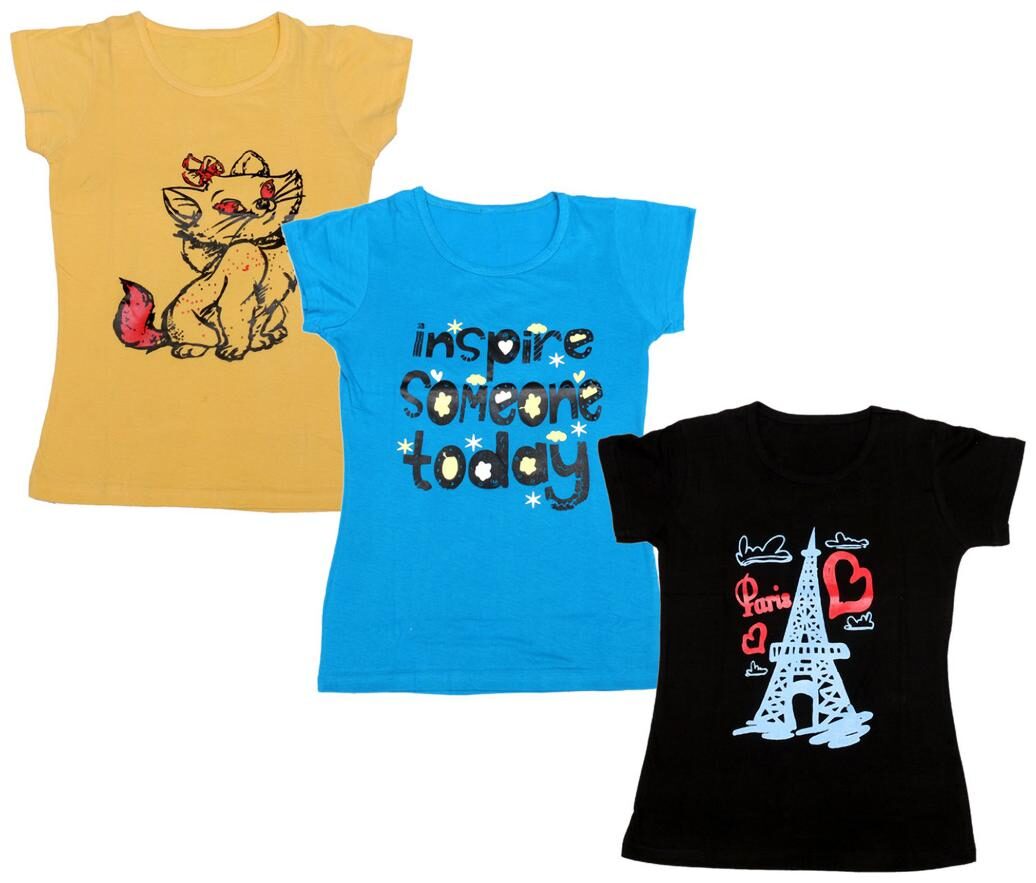 

Indiweaves Girl Cotton Printed T shirt - Multi