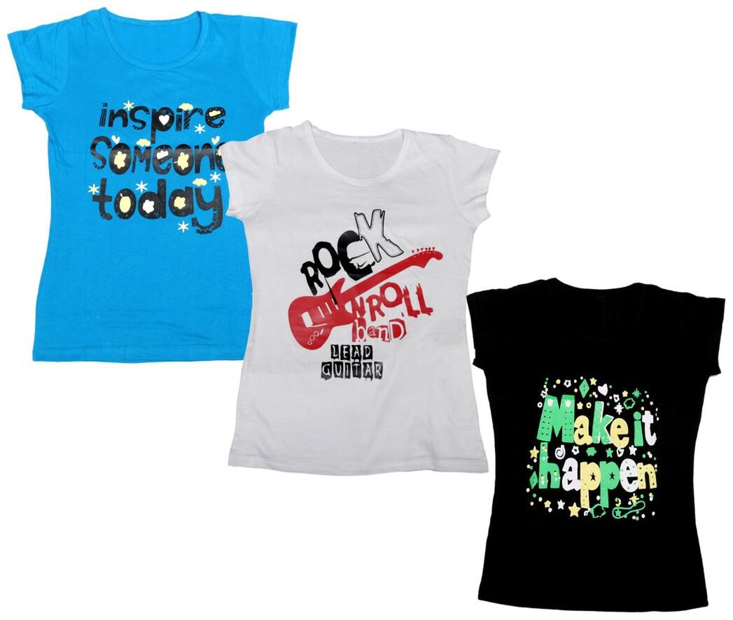 

Indiweaves Girl Cotton Printed T shirt - Multi