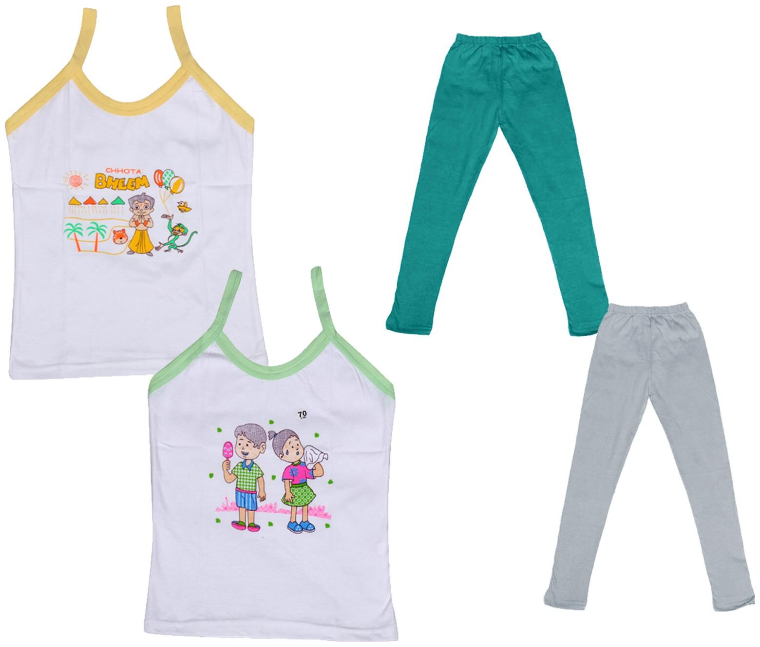

Indiweaves Girl Cotton Top Bottom Set - Multi
