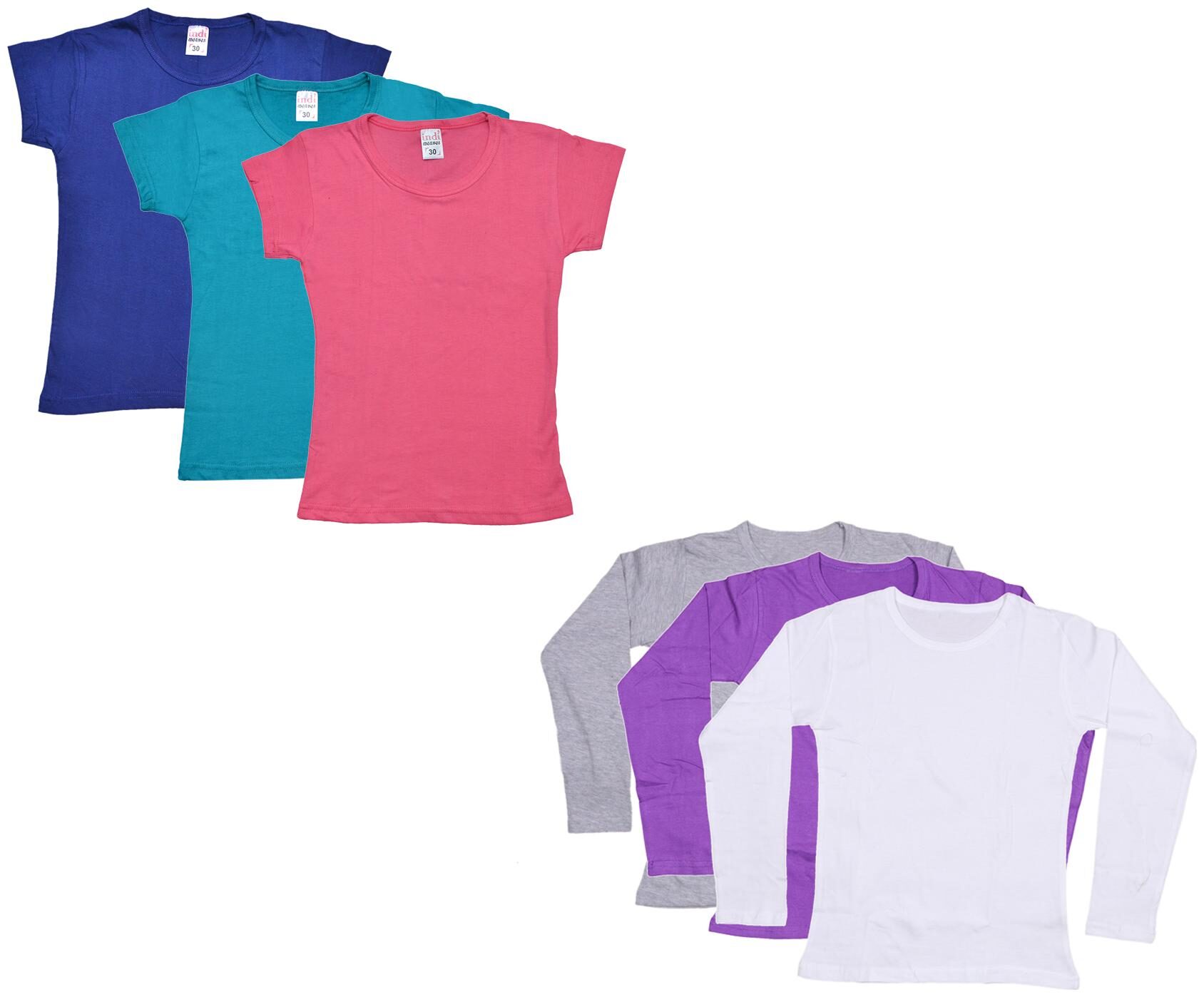 

Indiweaves Girl Cotton Solid T shirt - Multi