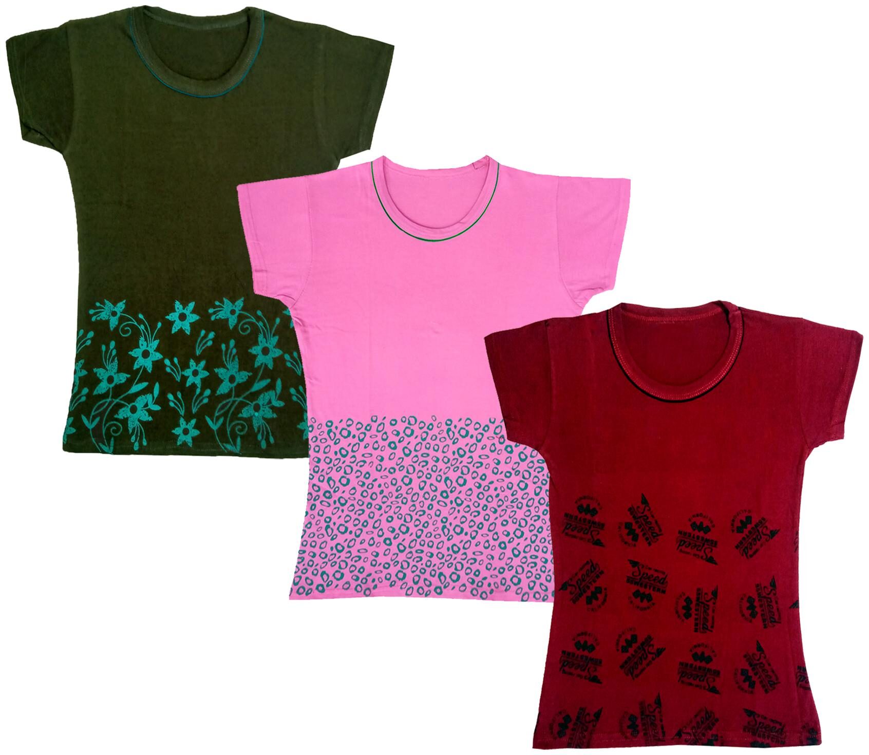 

Indiweaves Girl Cotton Printed T shirt - Multi