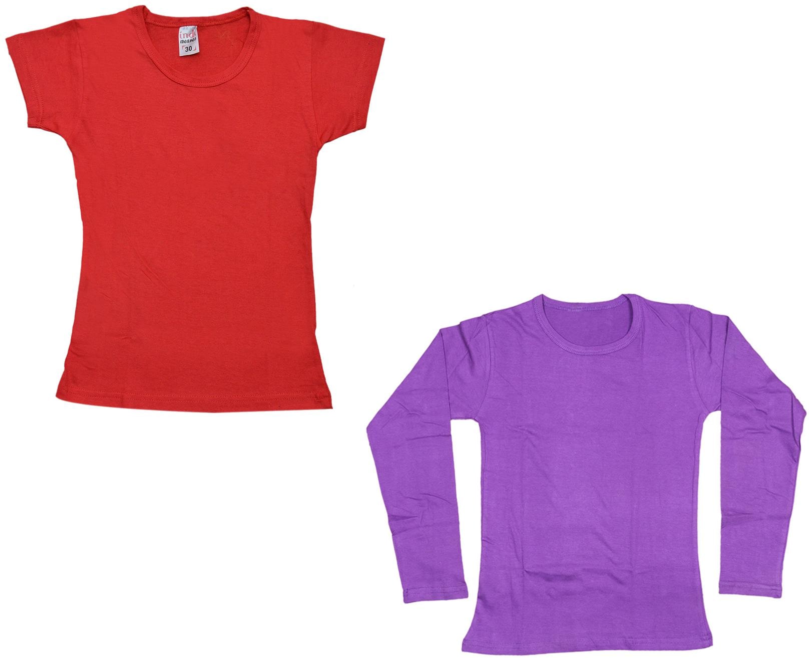 

Indiweaves Girl Cotton Solid T shirt - Multi