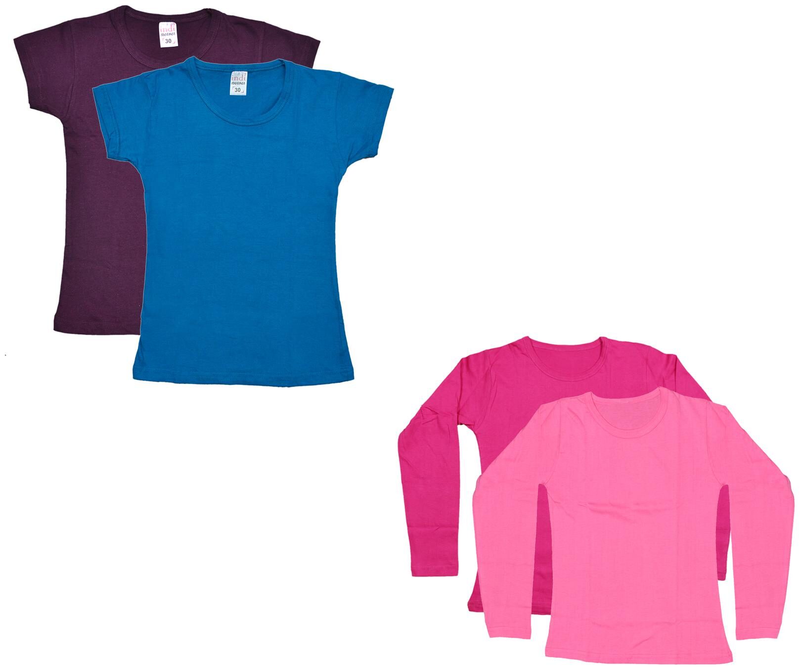 

Indiweaves Girl Cotton Solid T shirt - Multi